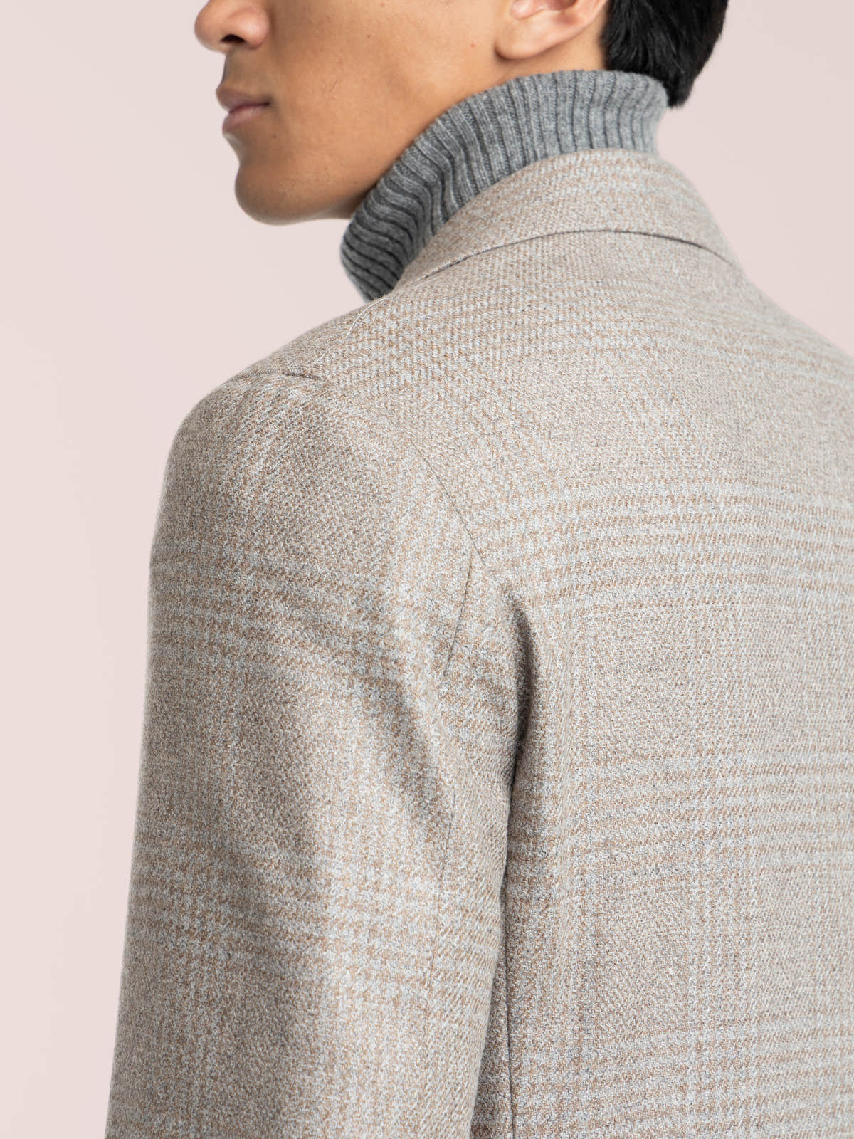 Light Brown-Grey Wool Glencheck Sport Jacket
