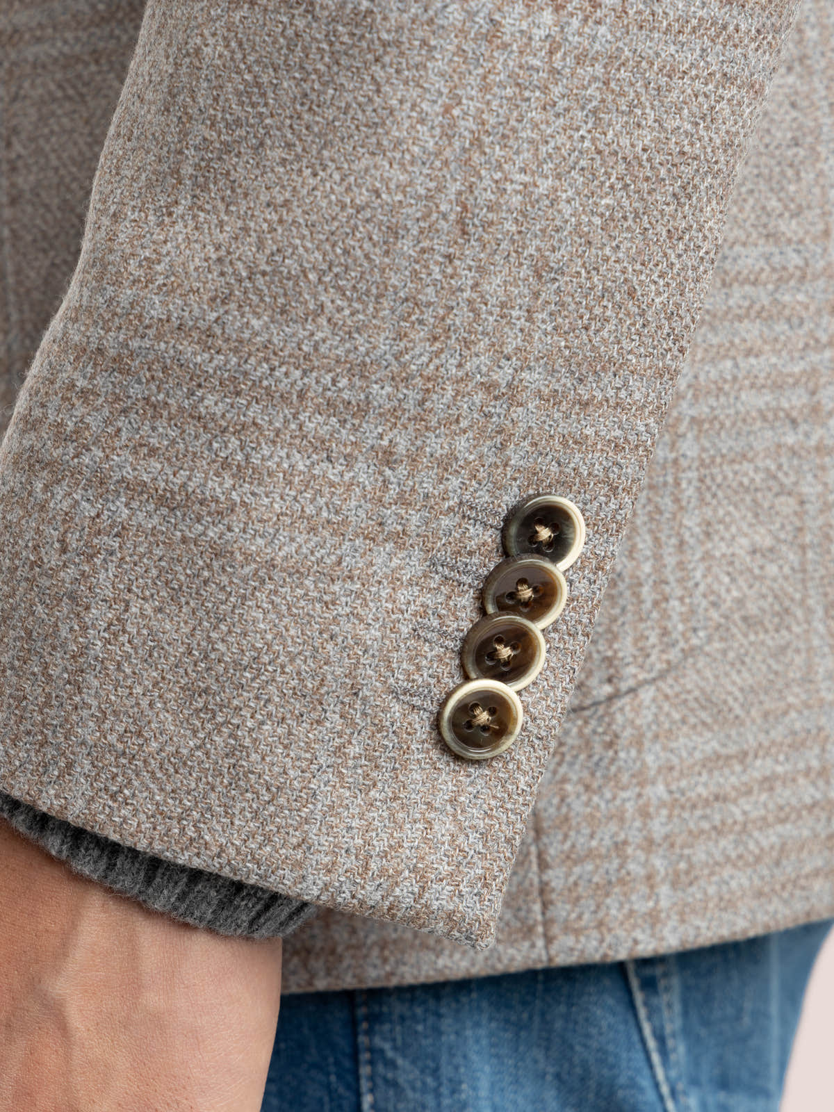 Light Brown-Grey Wool Glencheck Sport Jacket