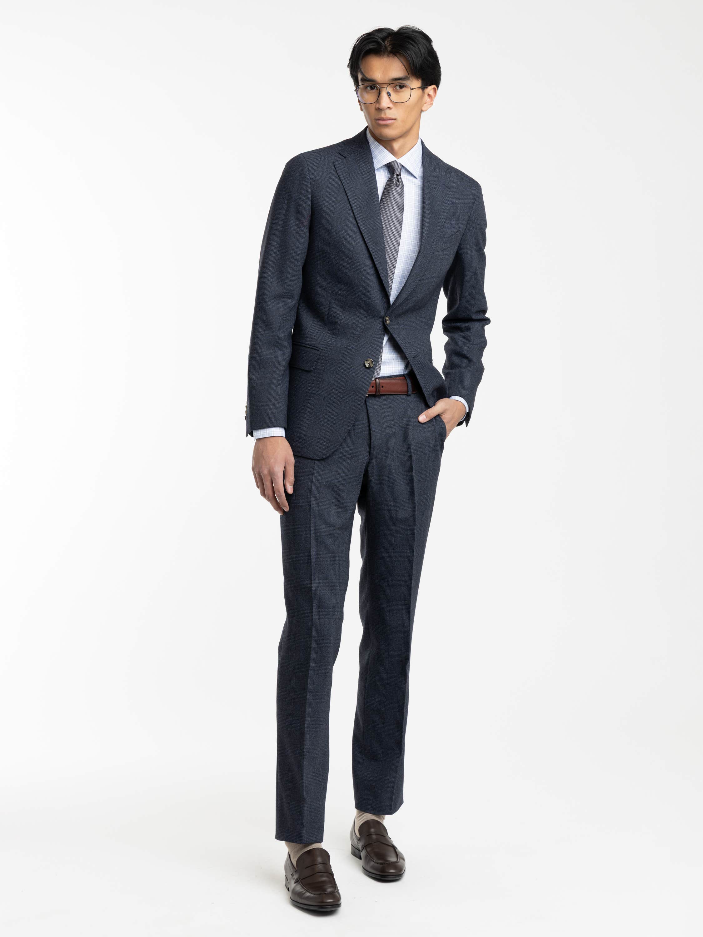Navy Micro Houndstooth Wool Suit