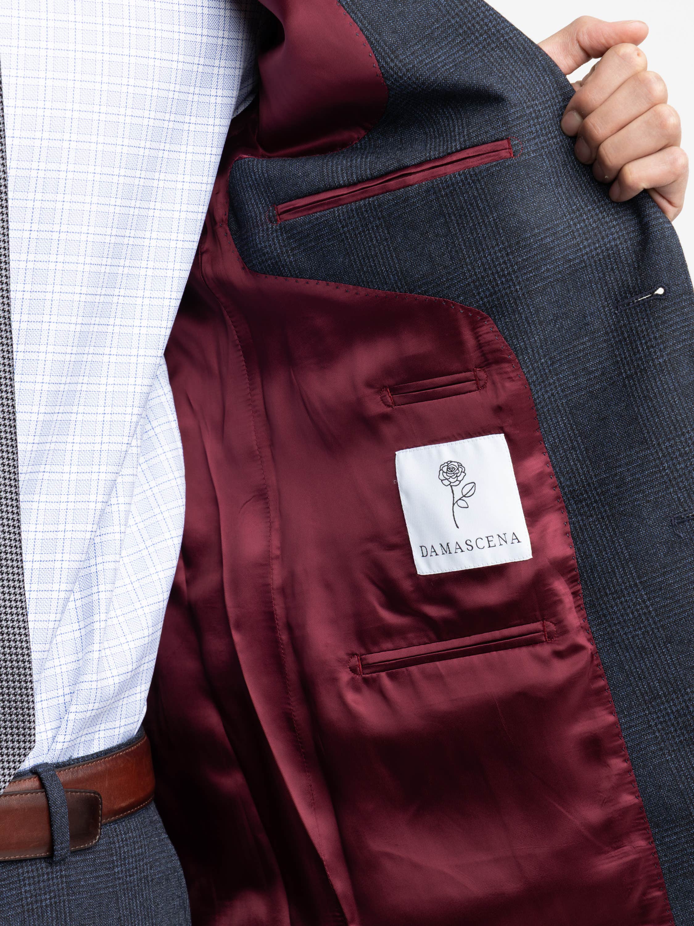 Navy Micro Houndstooth Wool Suit