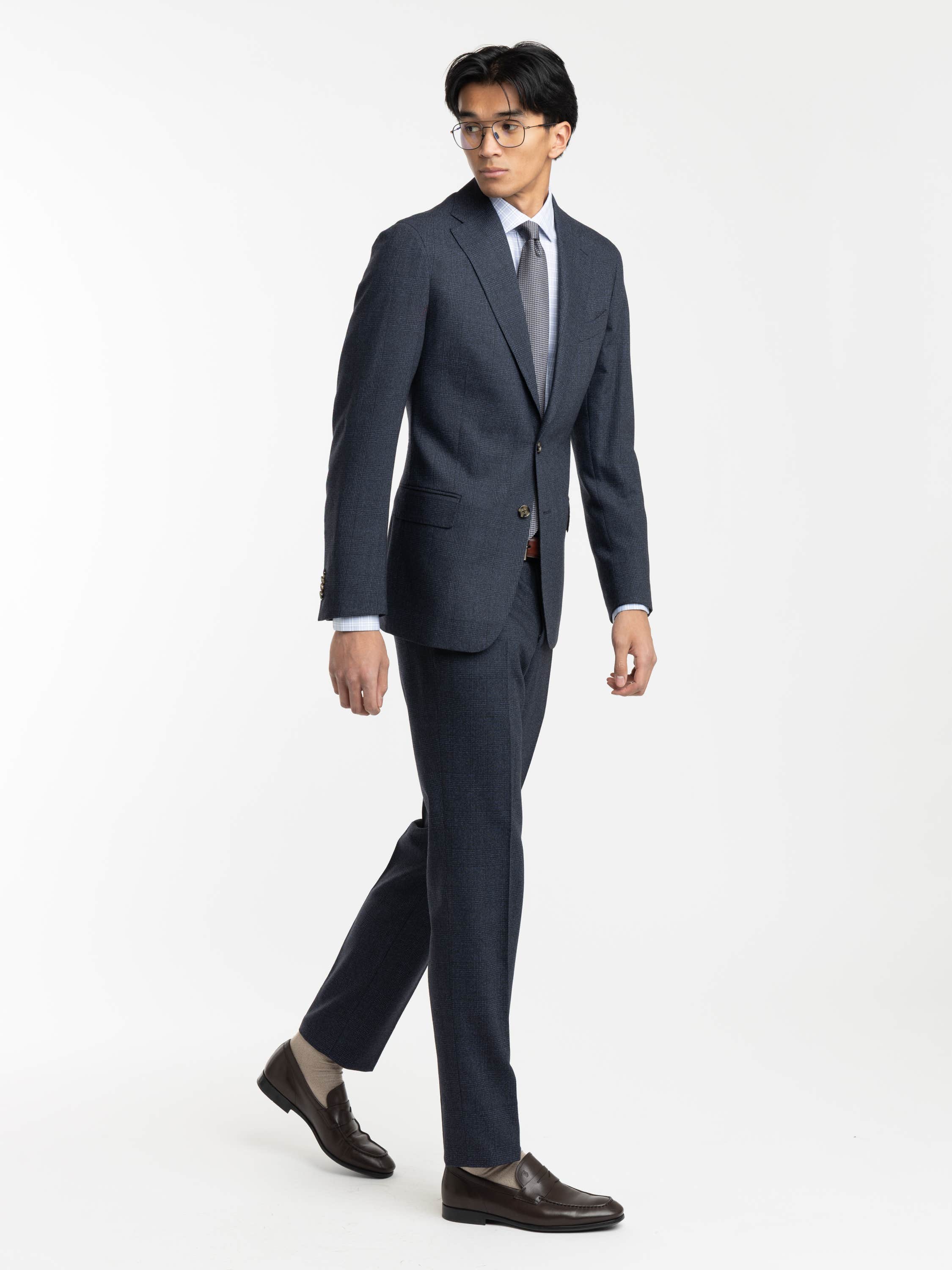 Navy Micro Houndstooth Wool Suit