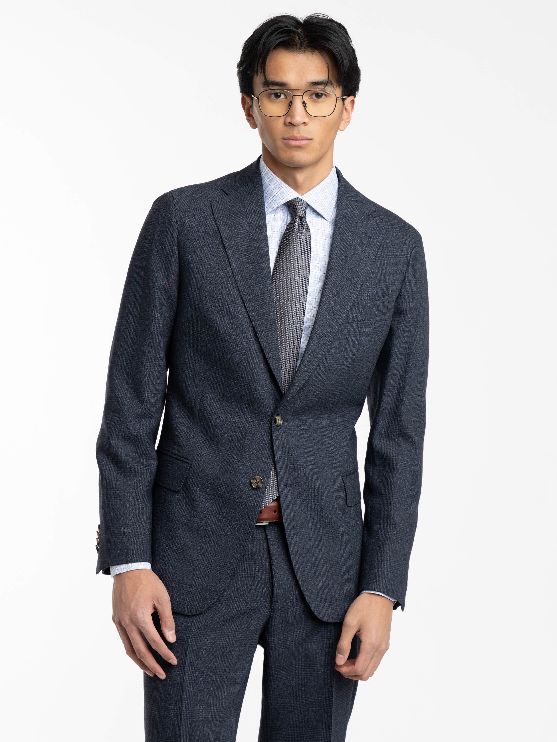 Navy Micro Houndstooth Wool Suit