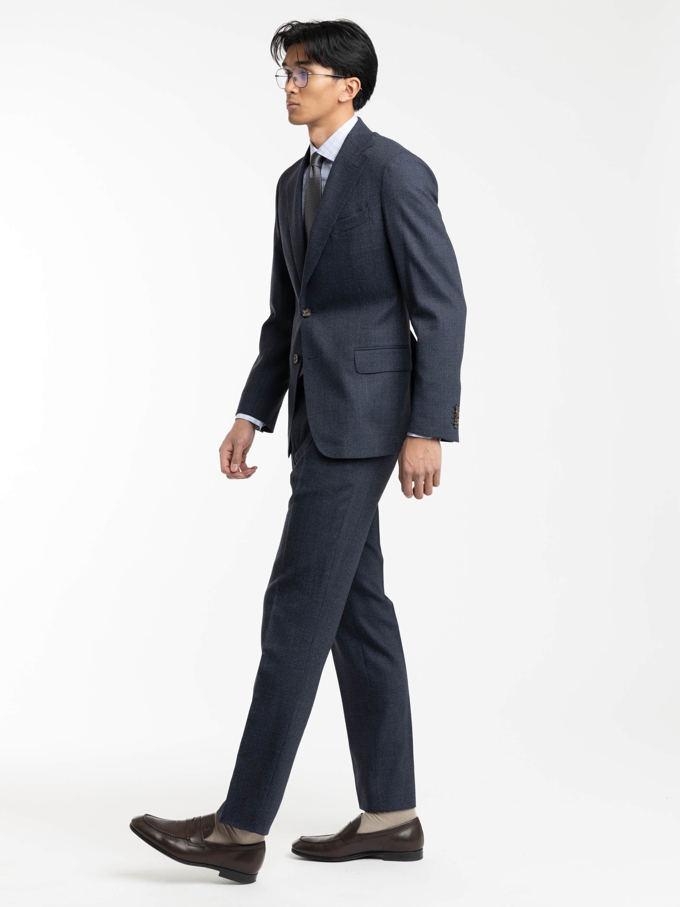 Navy Micro Houndstooth Wool Suit