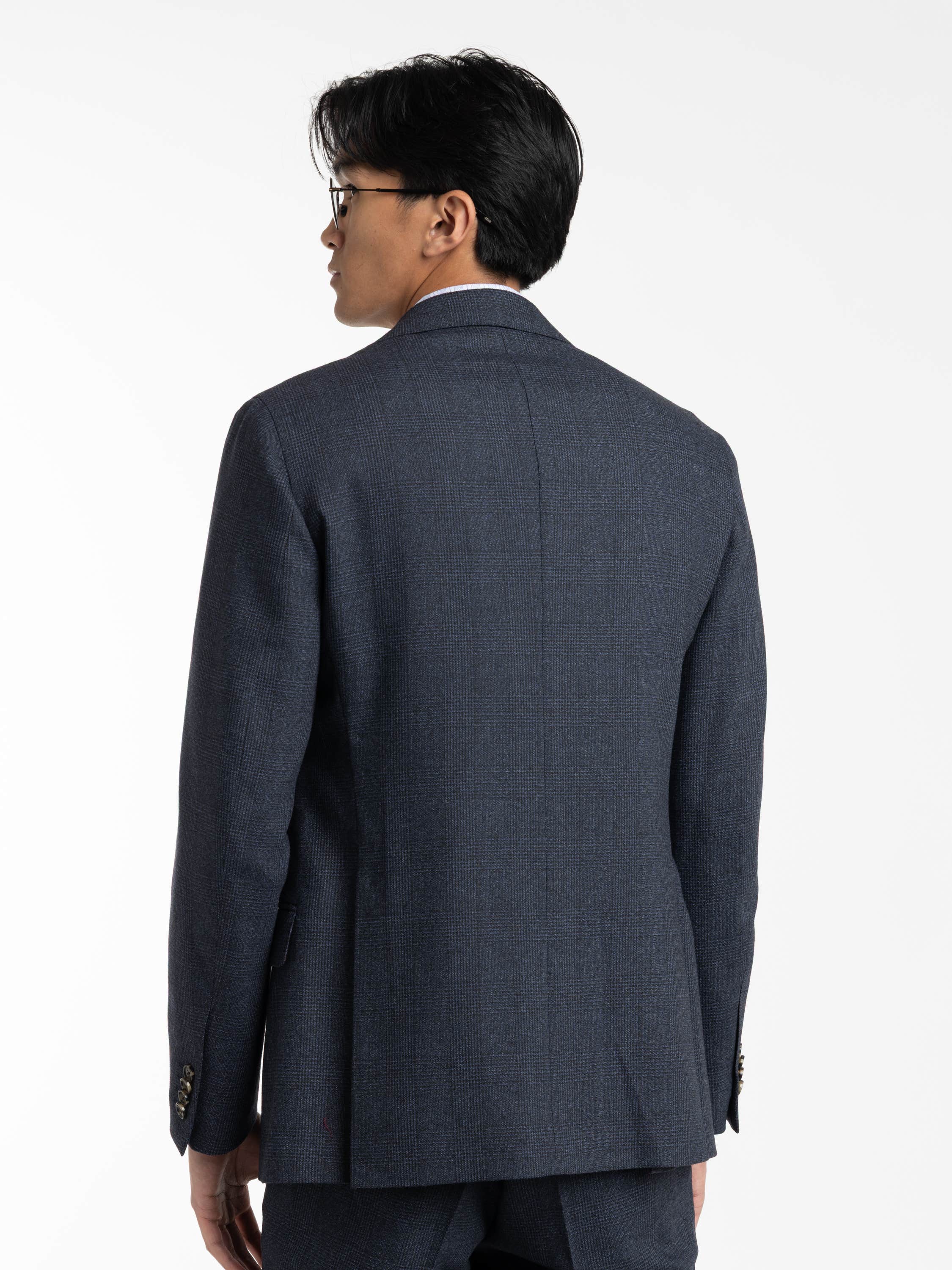 Navy Micro Houndstooth Wool Suit