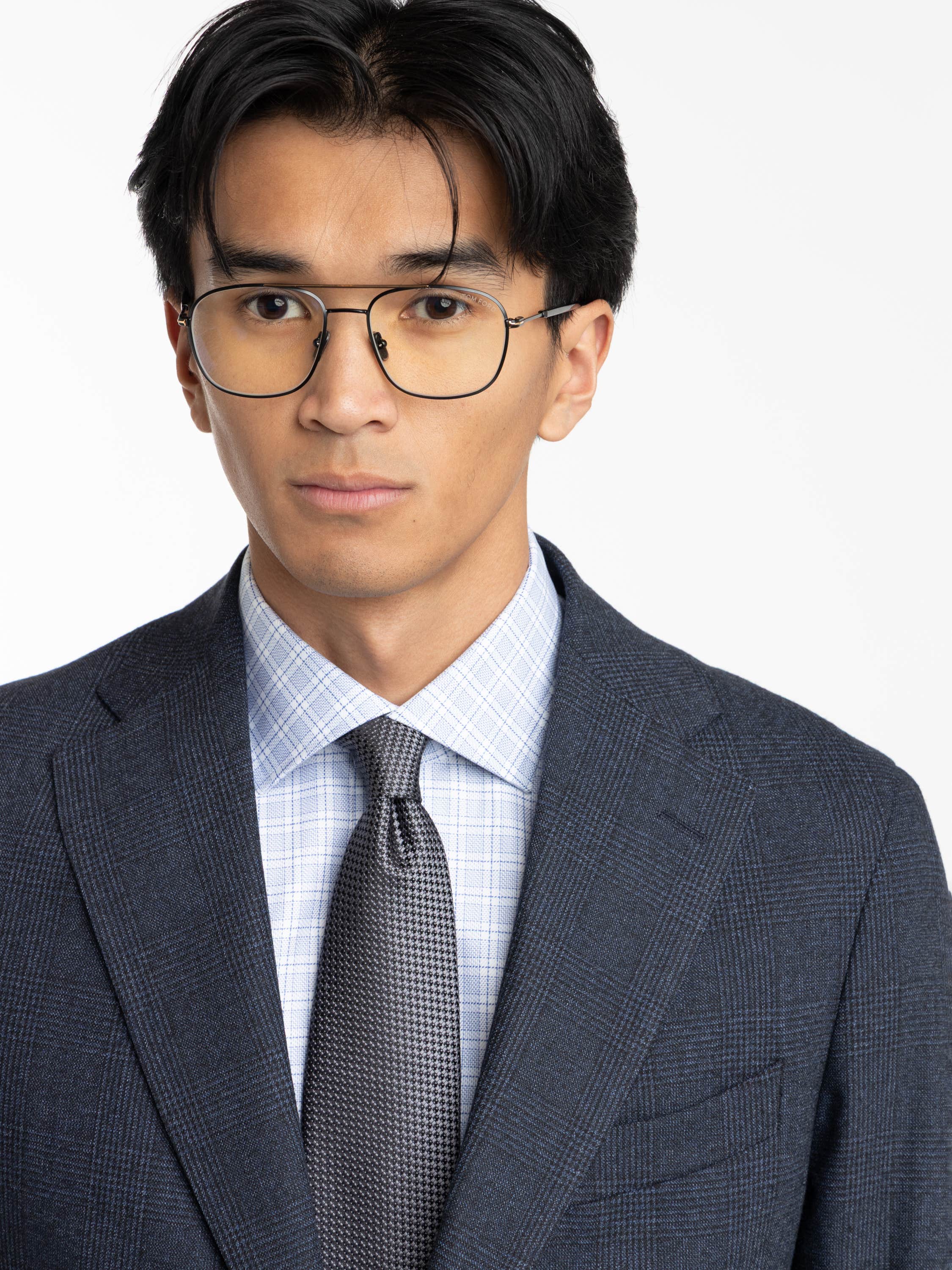 Navy Micro Houndstooth Wool Suit