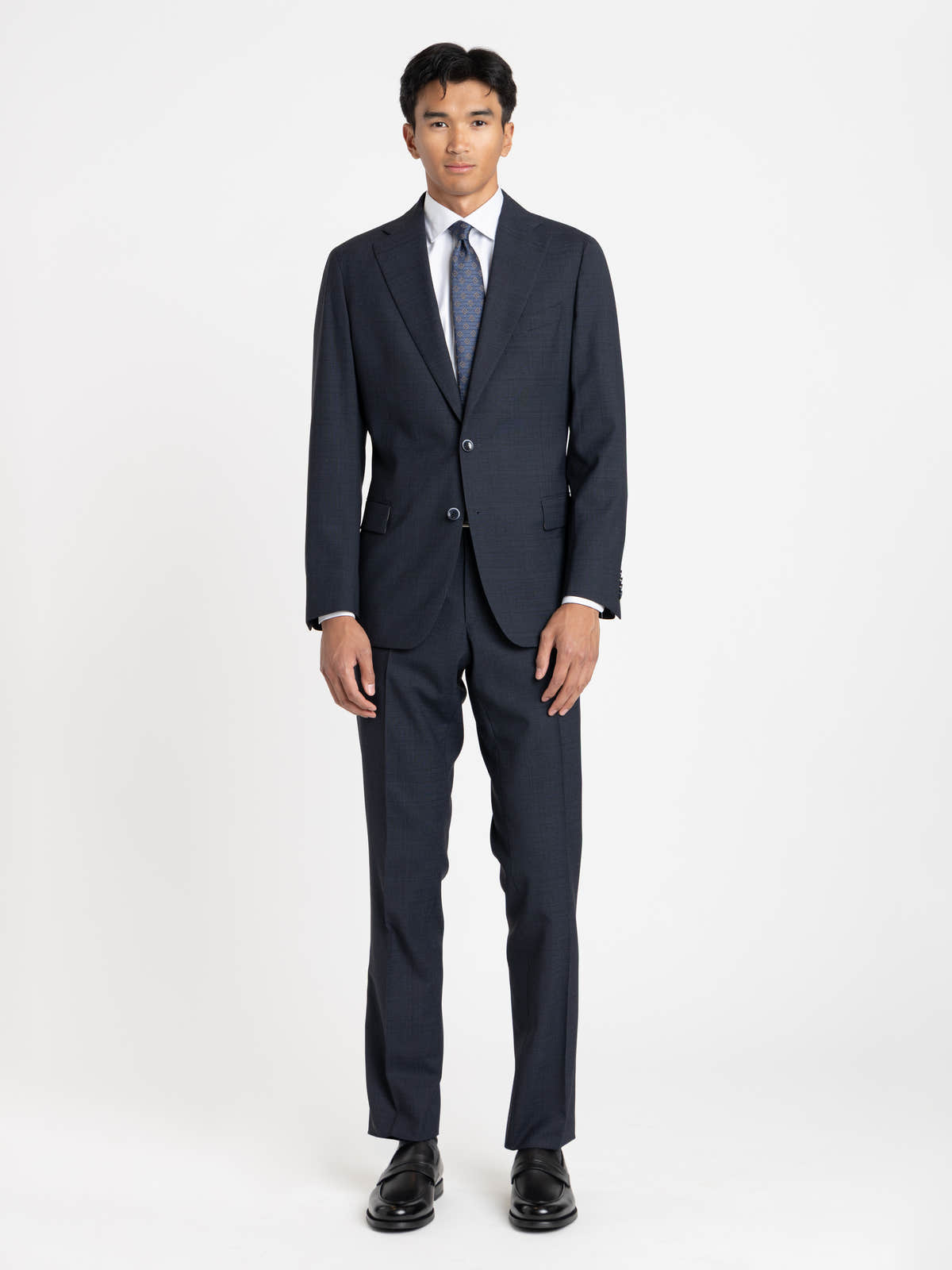 Navy Textured Tailored Suit
