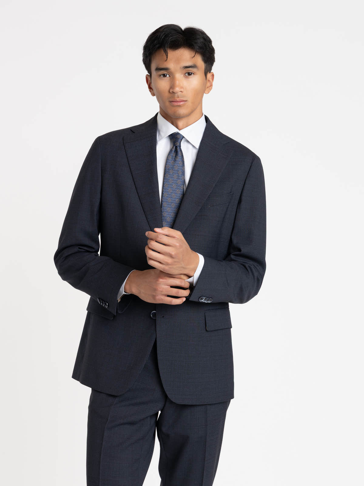 Navy Textured Tailored Suit