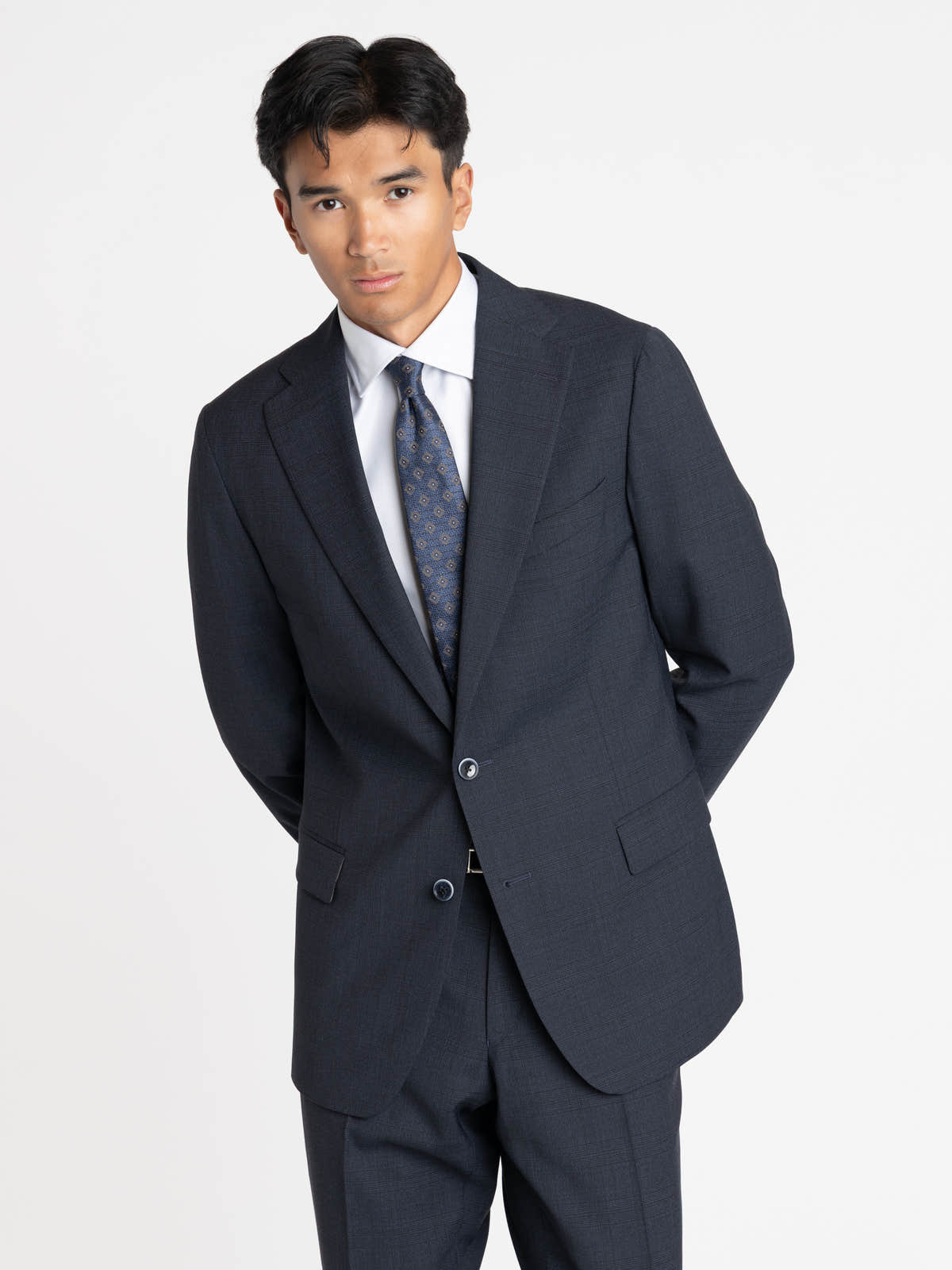 Navy Textured Tailored Suit