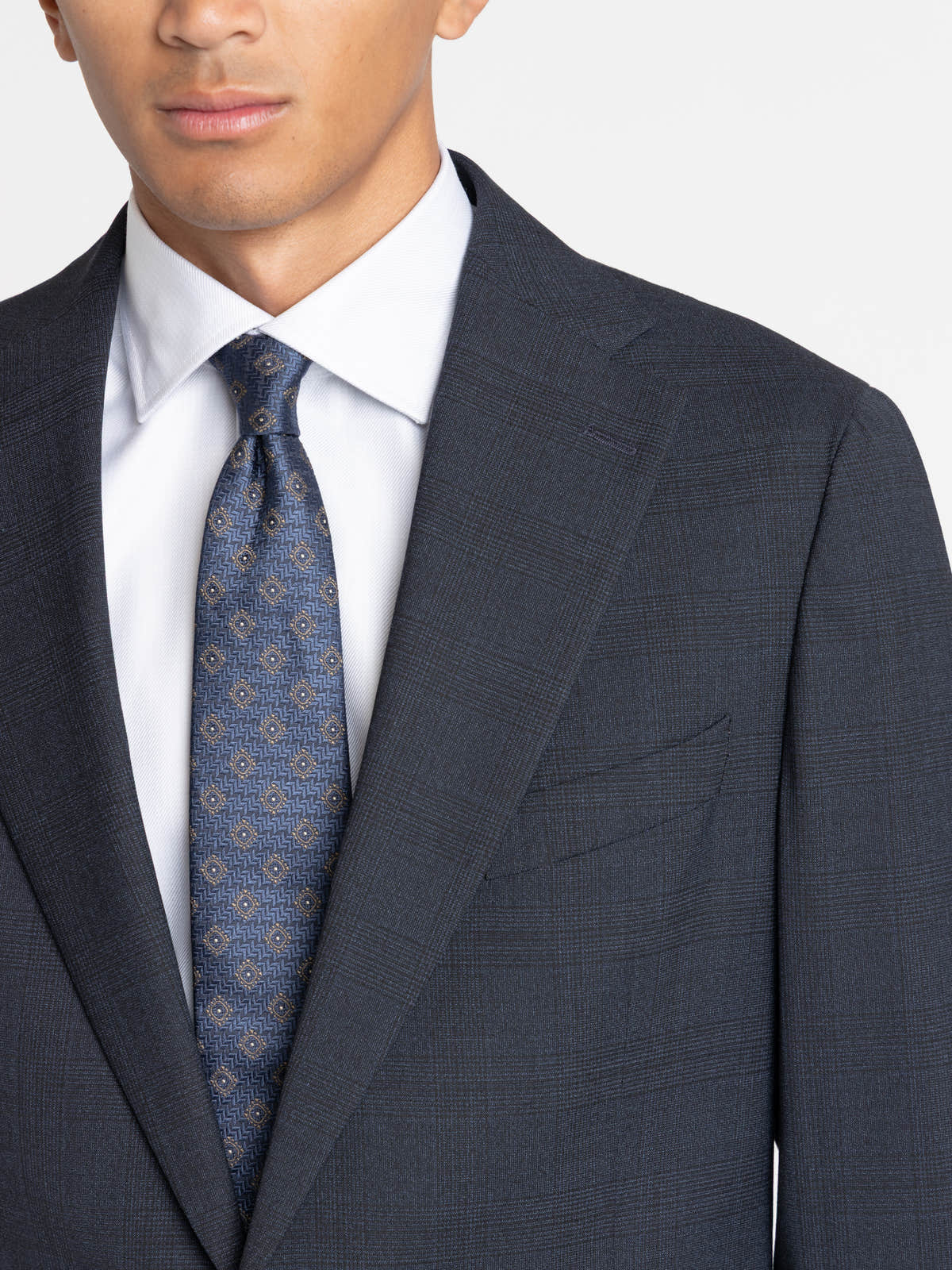 Navy Textured Tailored Suit