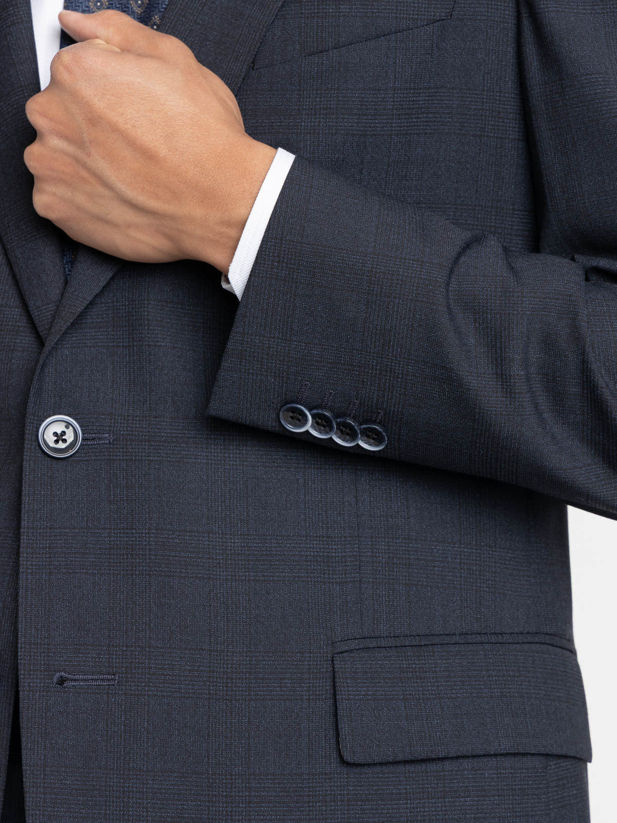 Navy Textured Tailored Suit