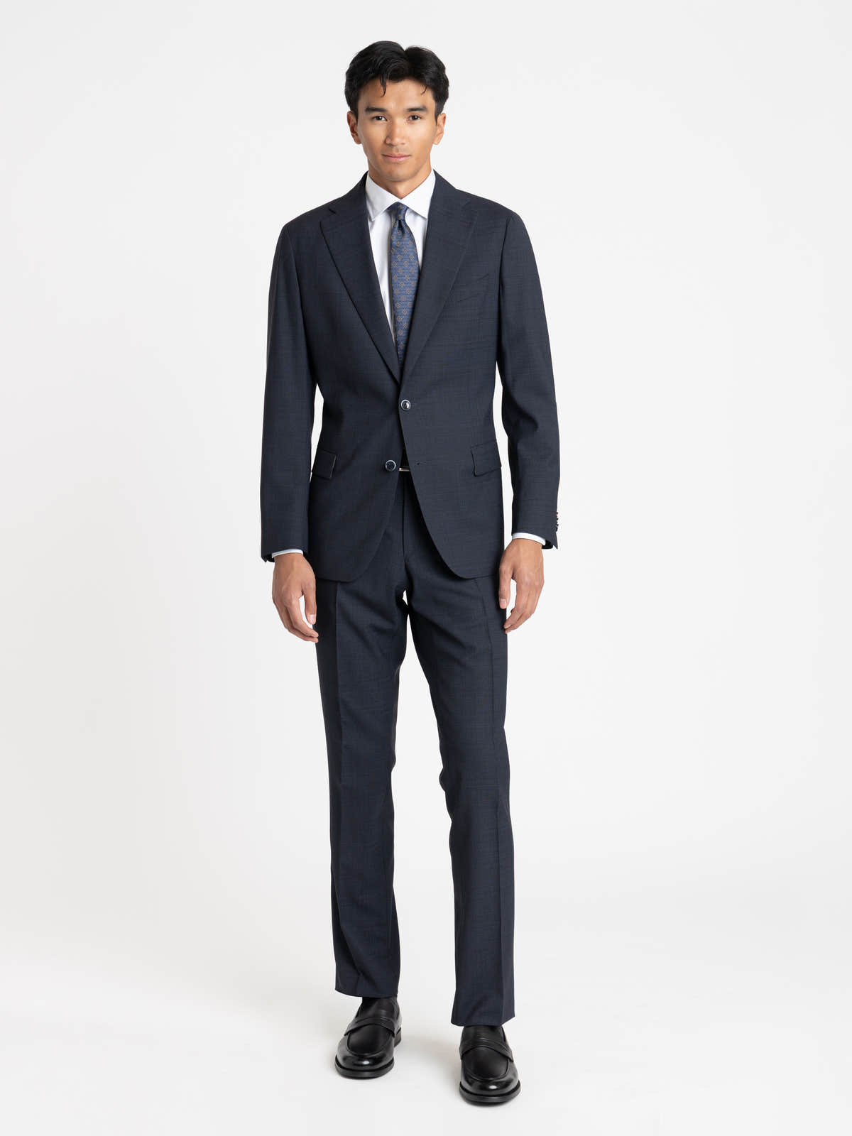 Navy Textured Tailored Suit