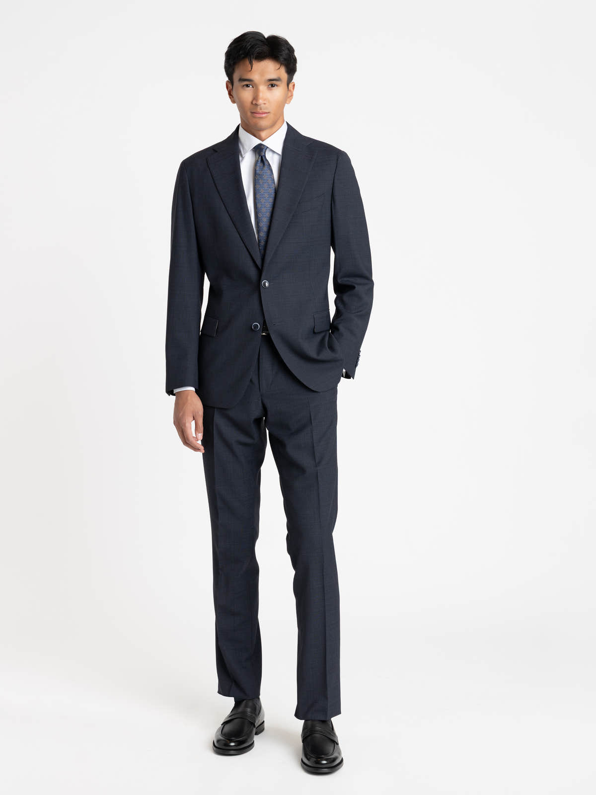 Navy Textured Tailored Suit