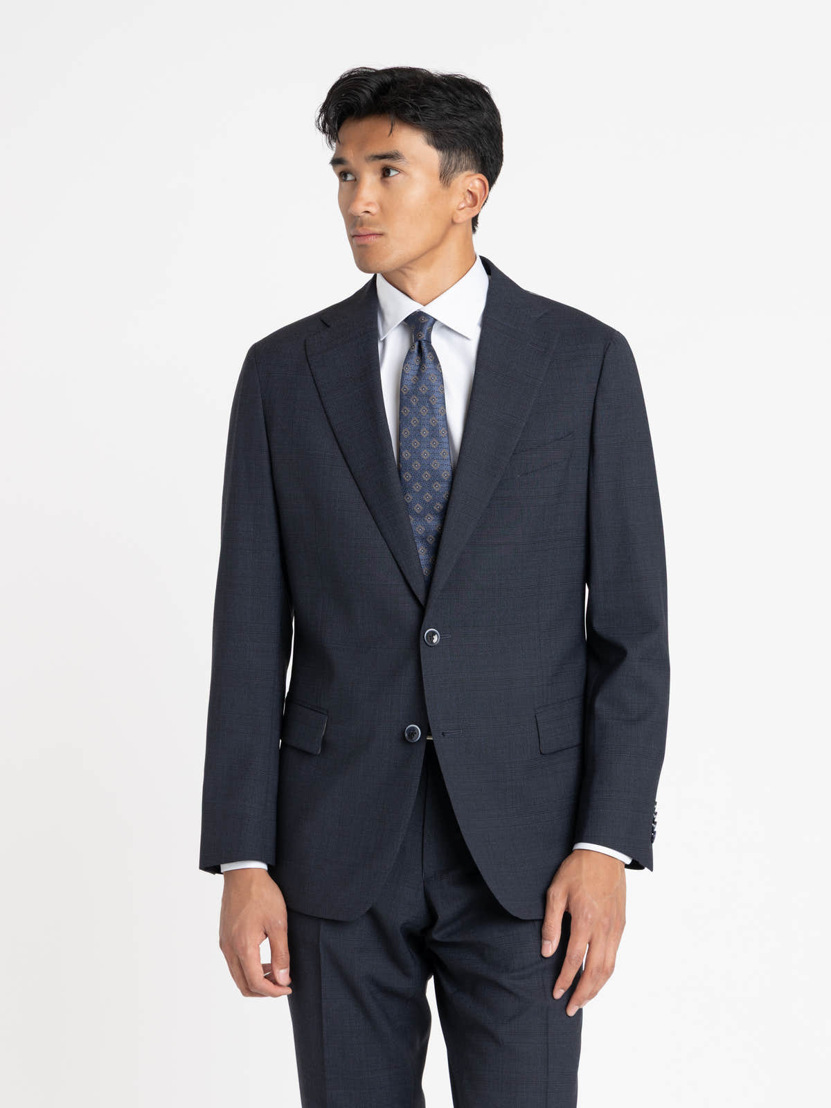 Navy Textured Tailored Suit