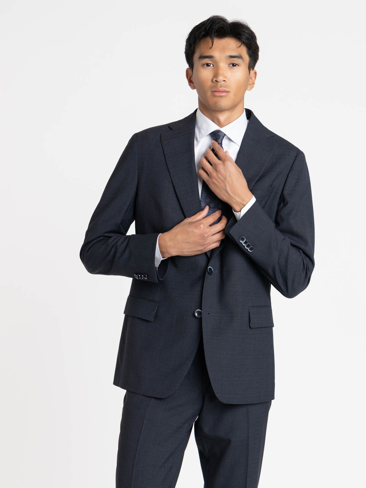 Navy Textured Tailored Suit