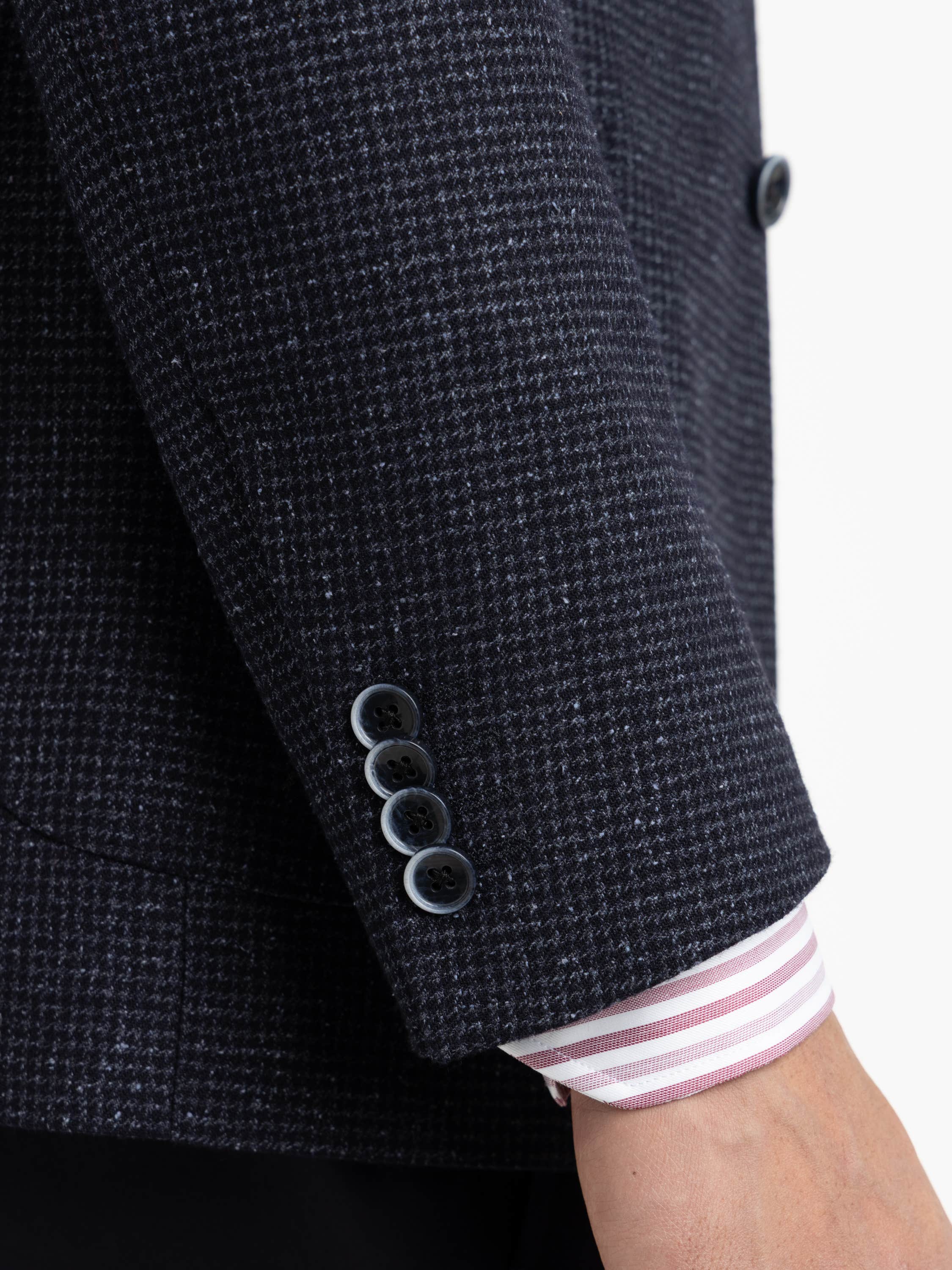 Navy Wool Micro-Check Sport Jacket