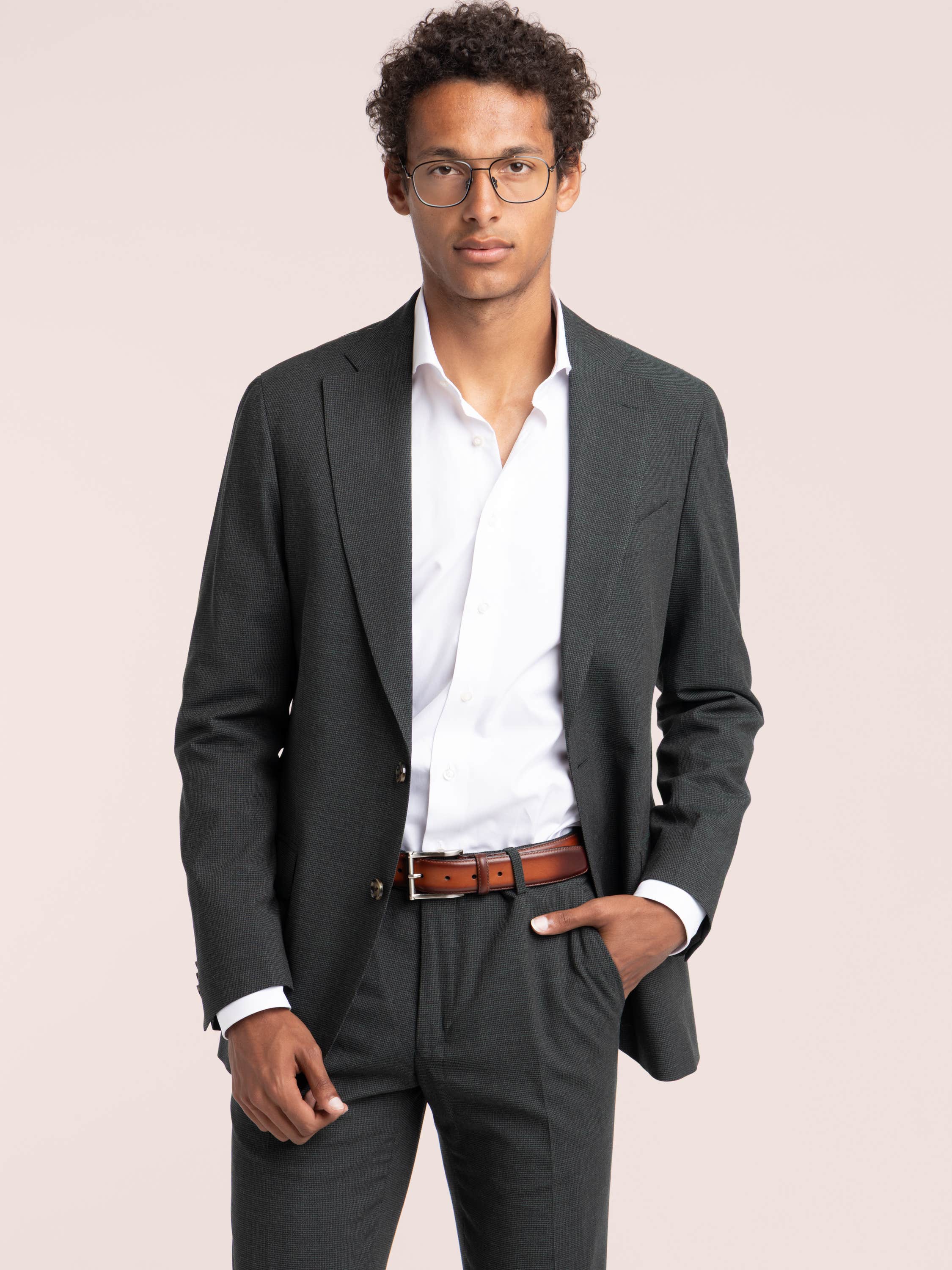 Dark Green Check Wool Suit