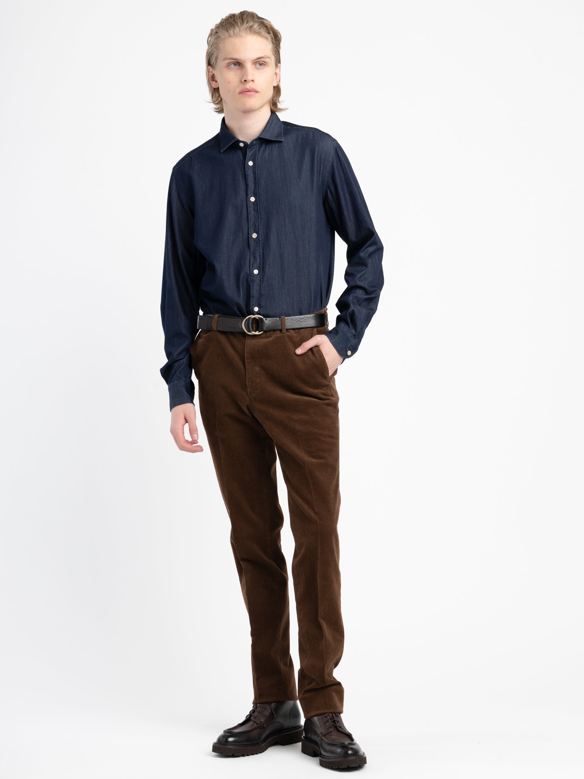 Men's corduroy trousers FBM006-011-02_DK GREY