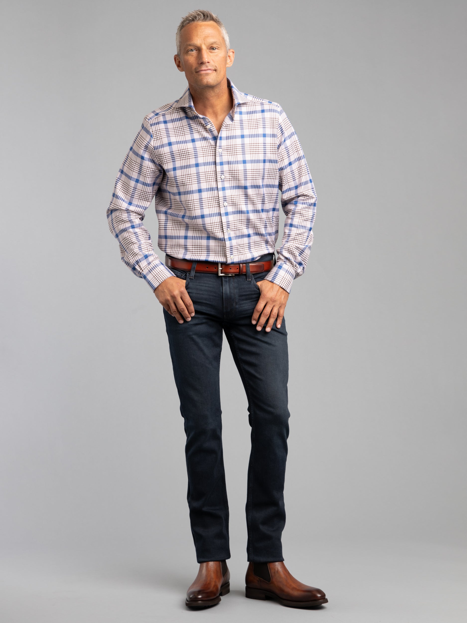 Blue/Brown Plaid Dress Shirt – The Helm Clothing