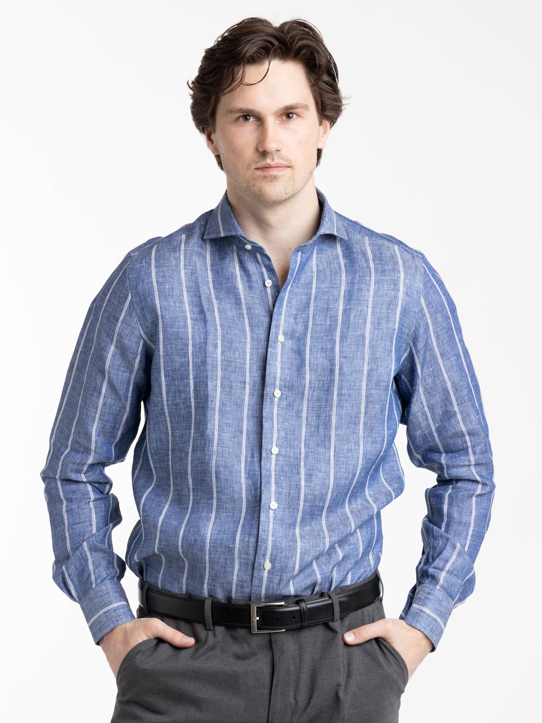 Blue Bold Striped 4-Flex Shirt