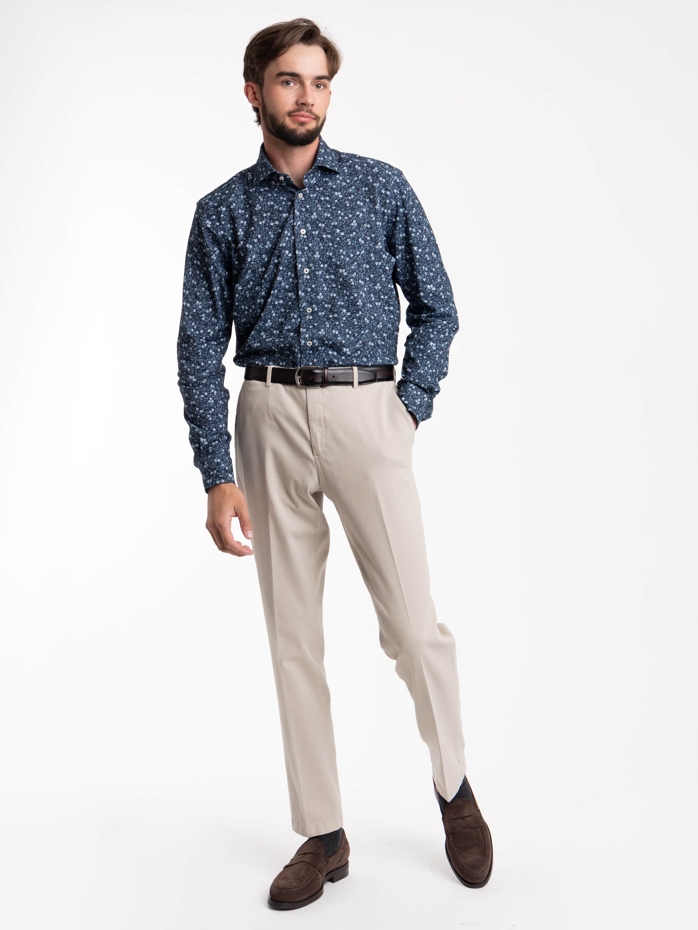 Blue Floral Modern Fit Dress Shirt