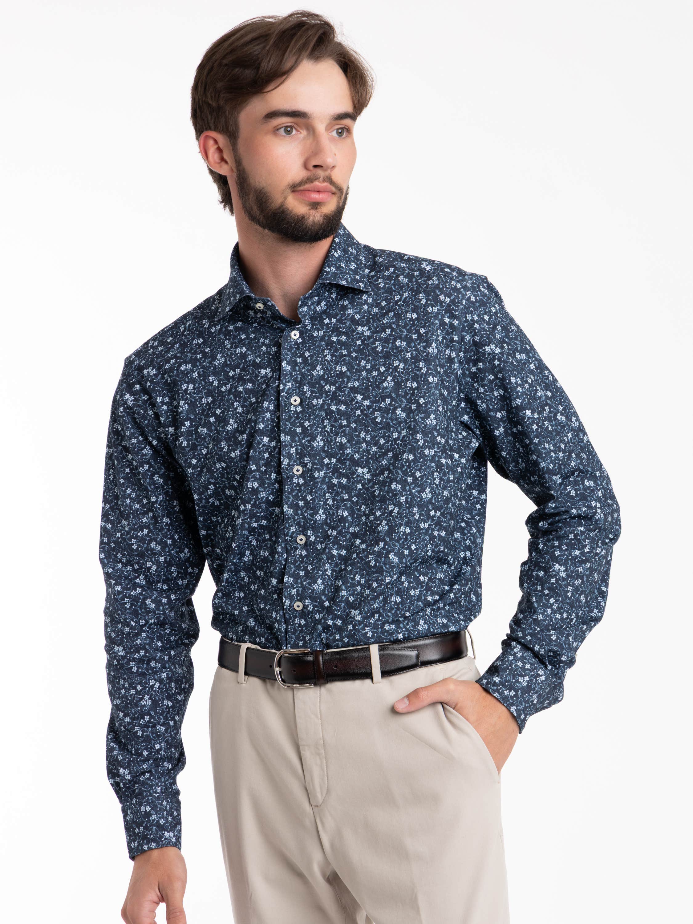 Blue Floral Modern Fit Dress Shirt
