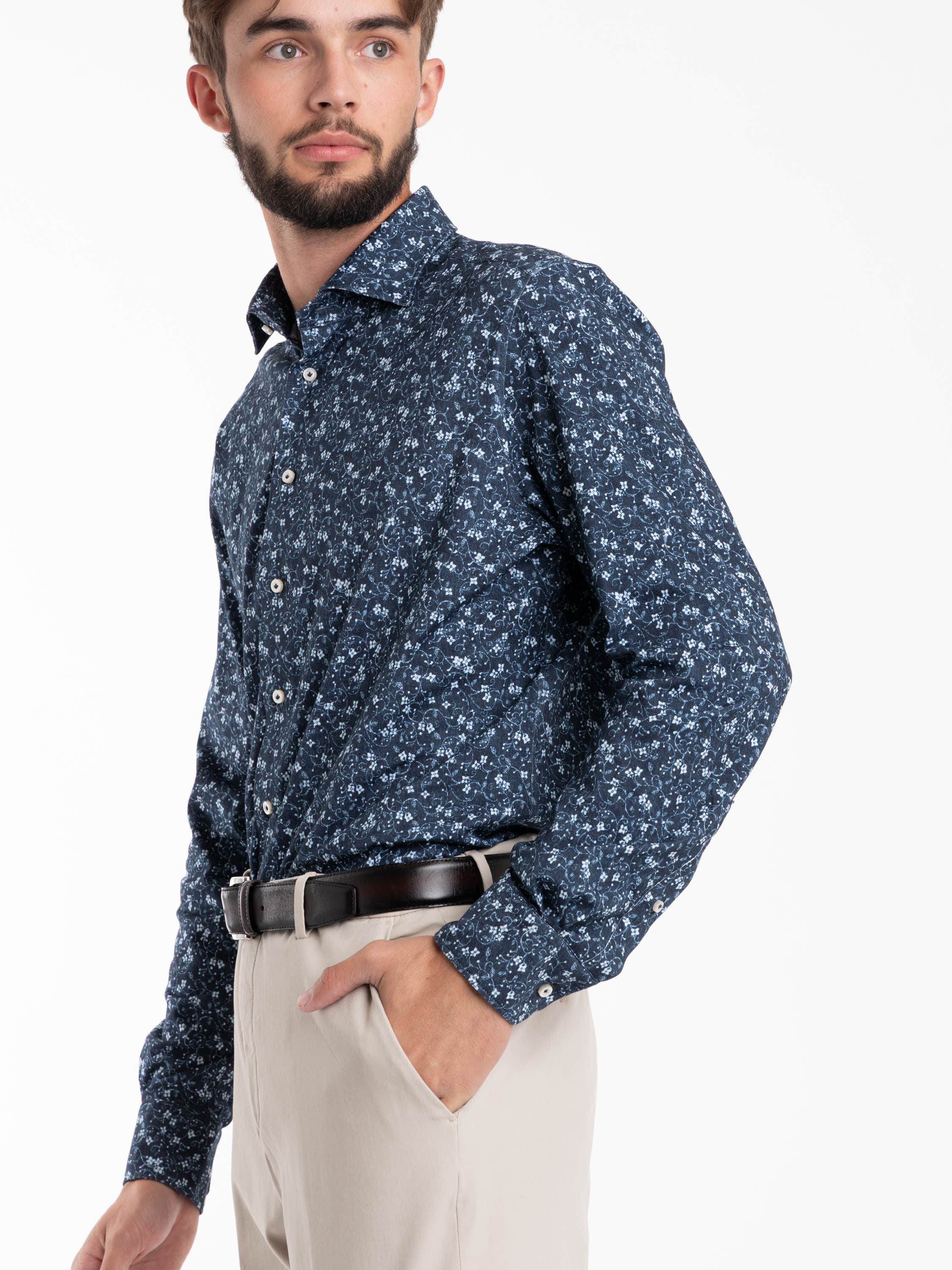 Blue Floral Modern Fit Dress Shirt