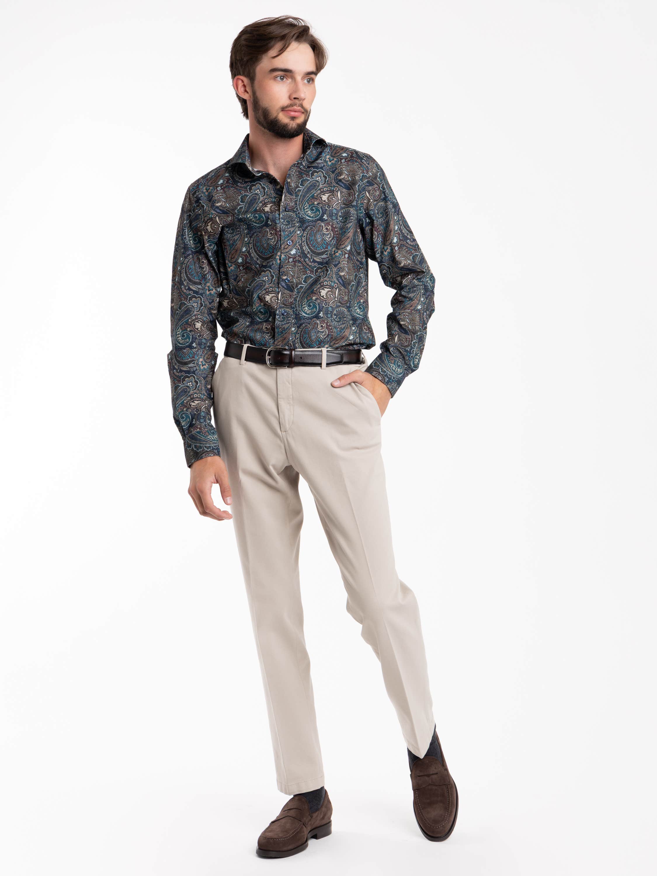 Blue Paisley Cotton Shirt