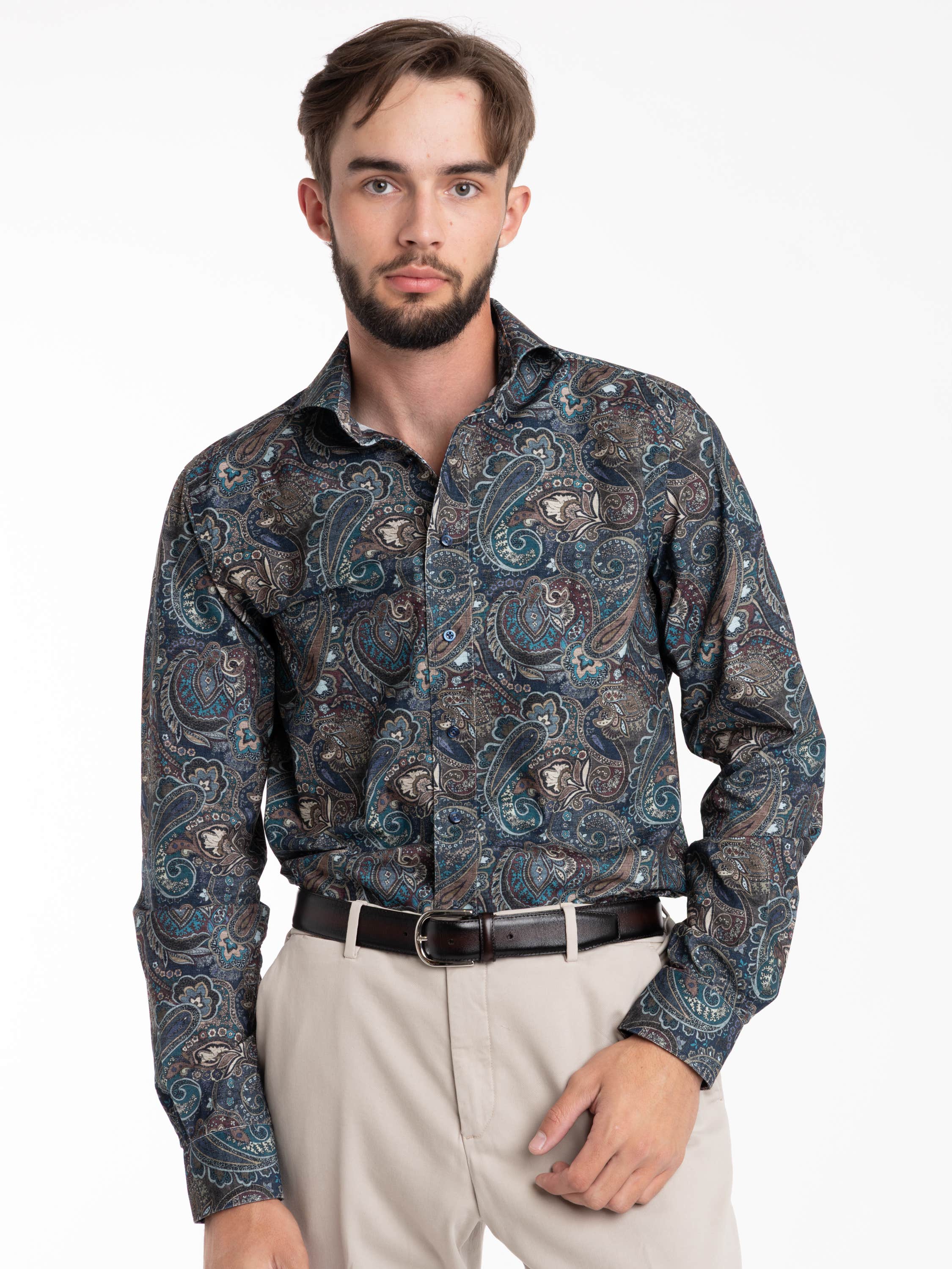Blue Paisley Cotton Shirt