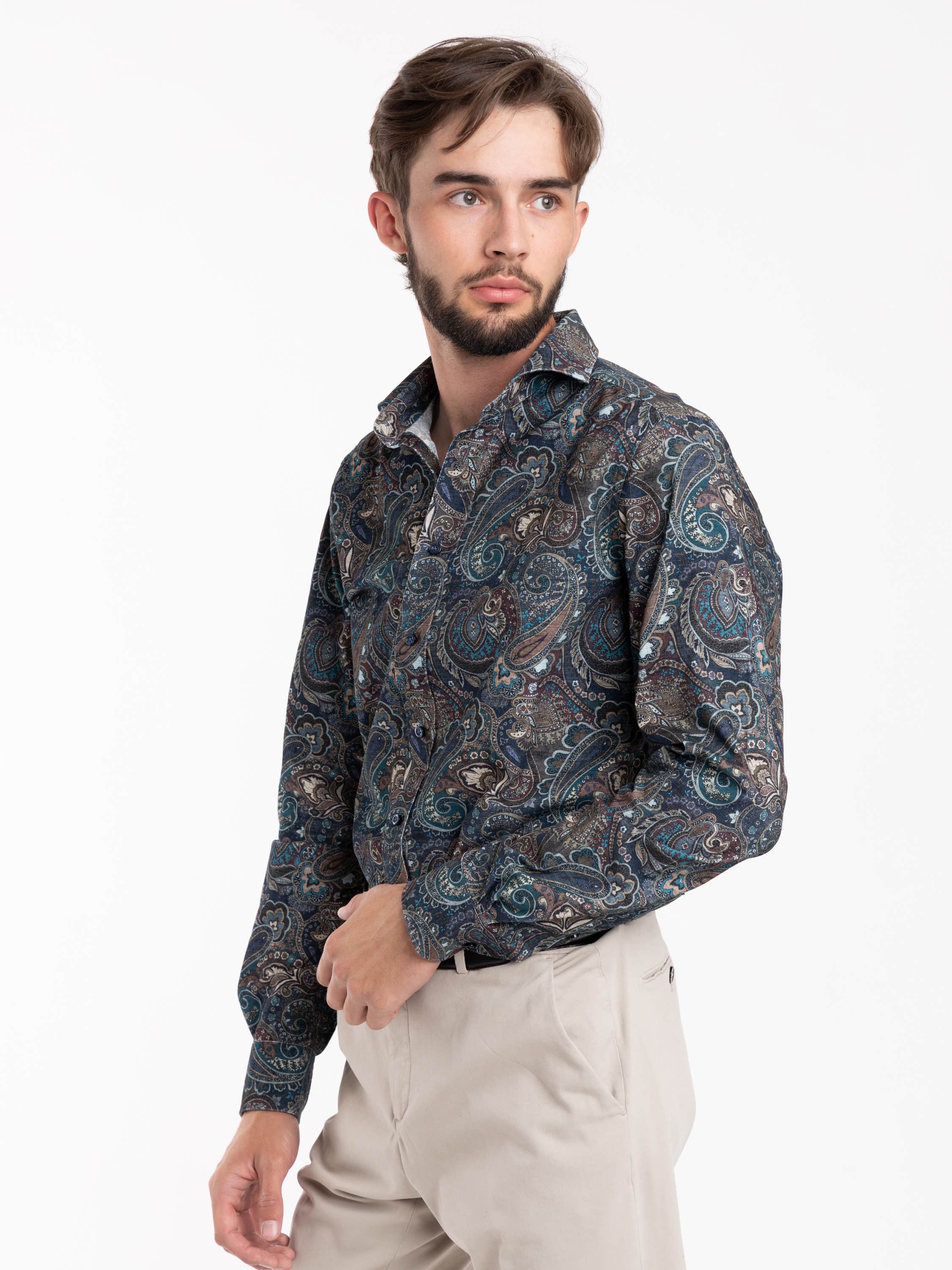 Blue Paisley Cotton Shirt