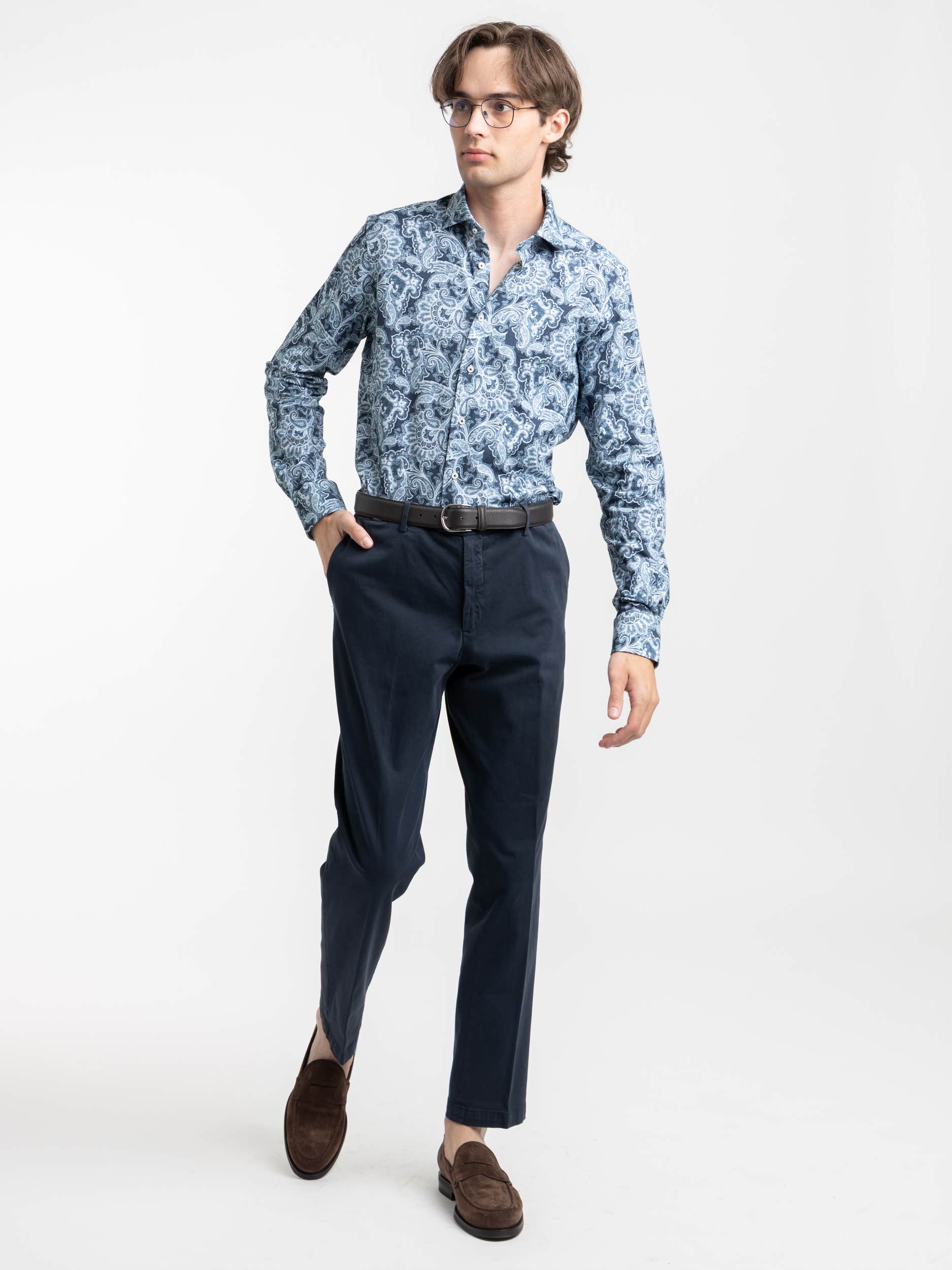 Blue Paisley Pattern Dress Shirt