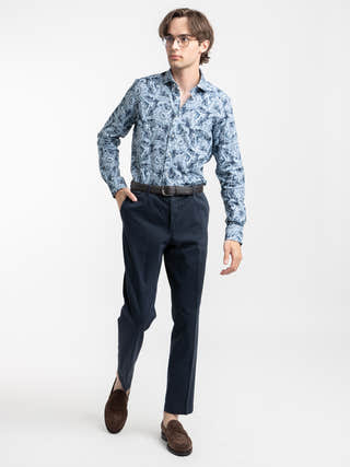 Emanuel Berg Blue Paisley Pattern Dress Shirt