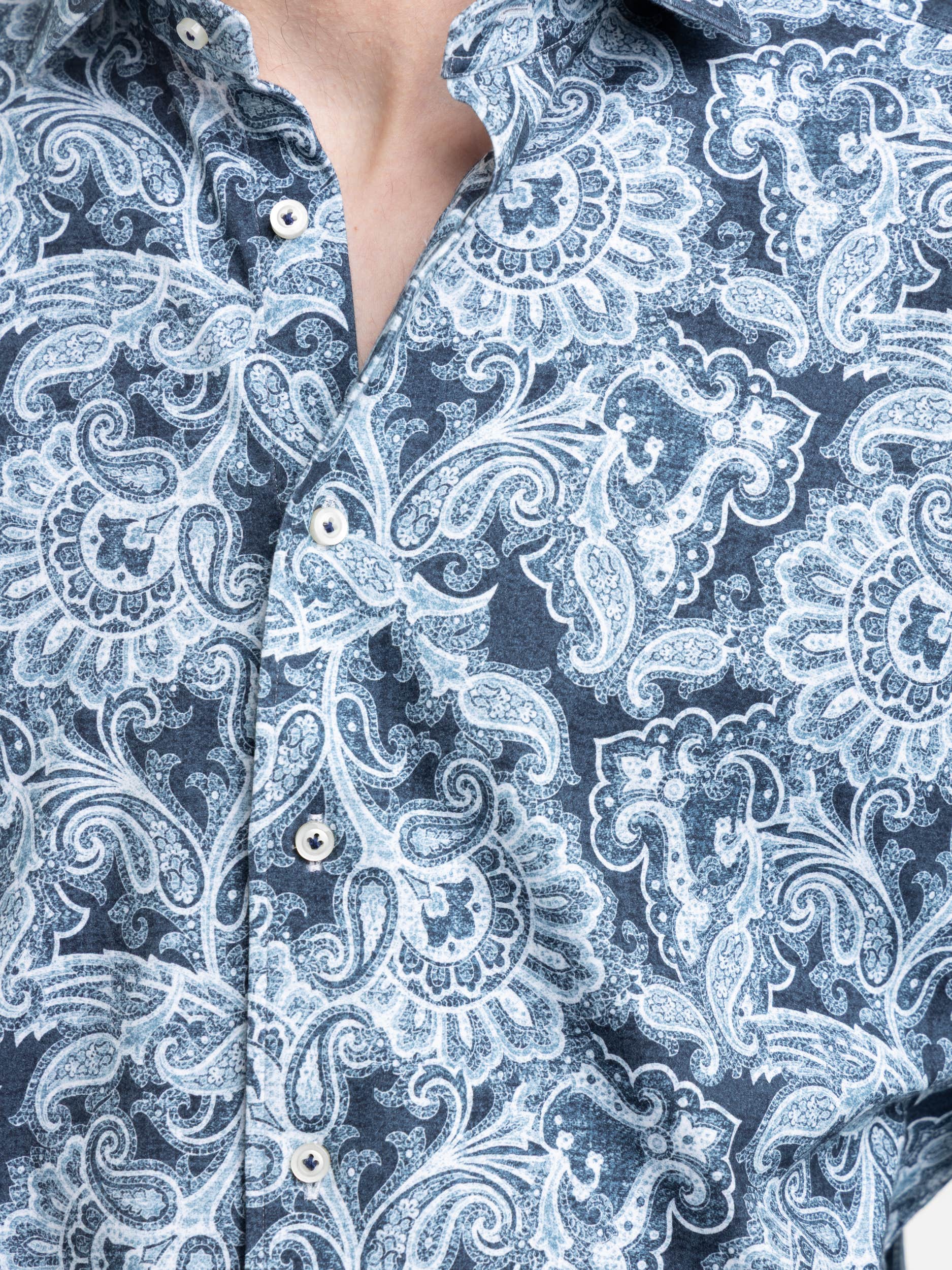 Blue Paisley Pattern Dress Shirt