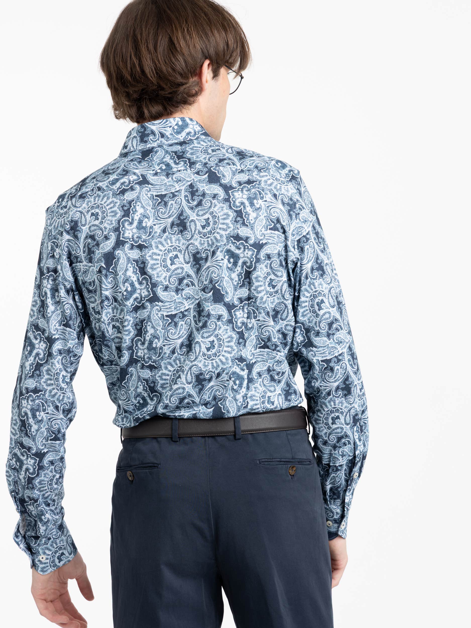 Blue Paisley Pattern Dress Shirt