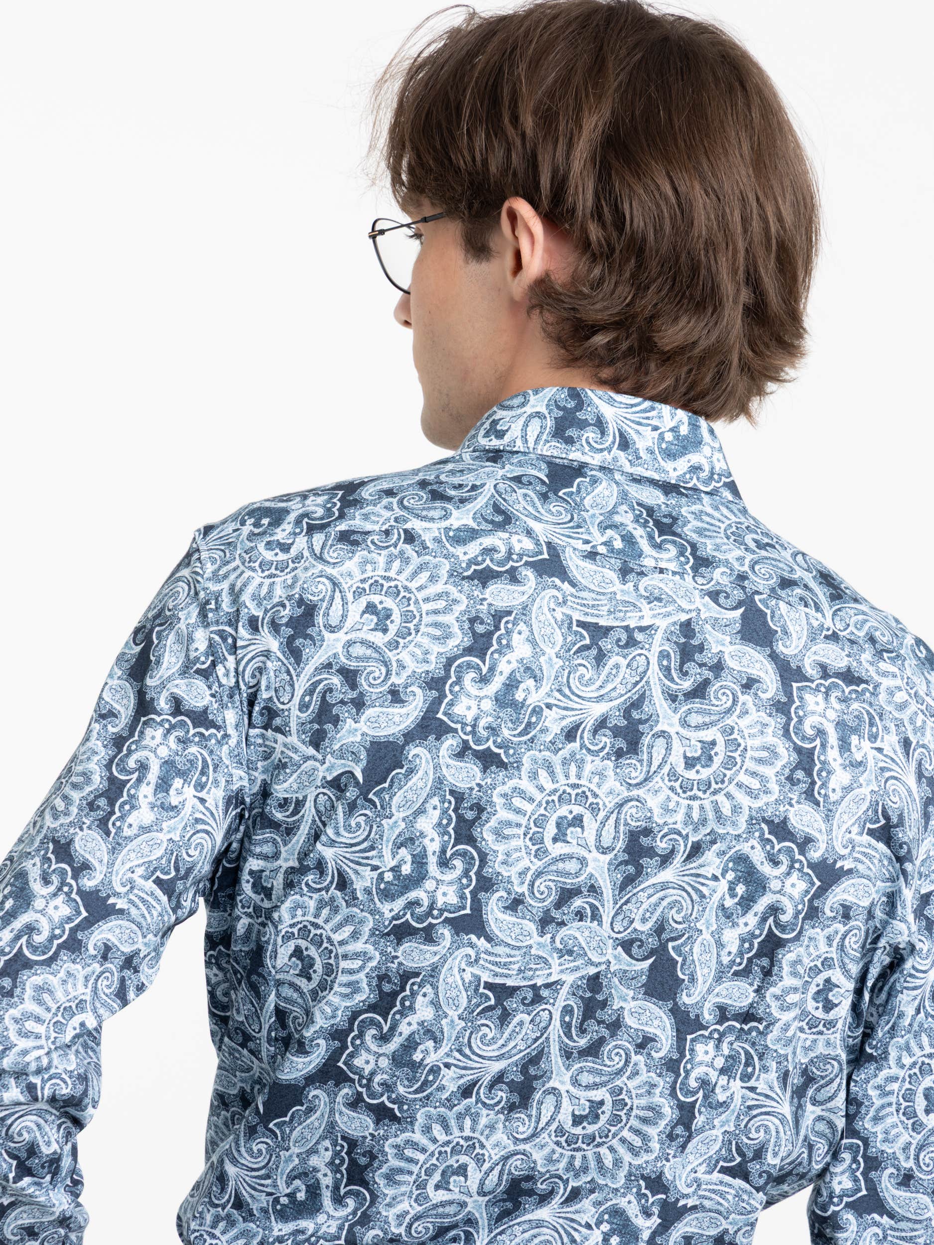 Blue Paisley Pattern Dress Shirt