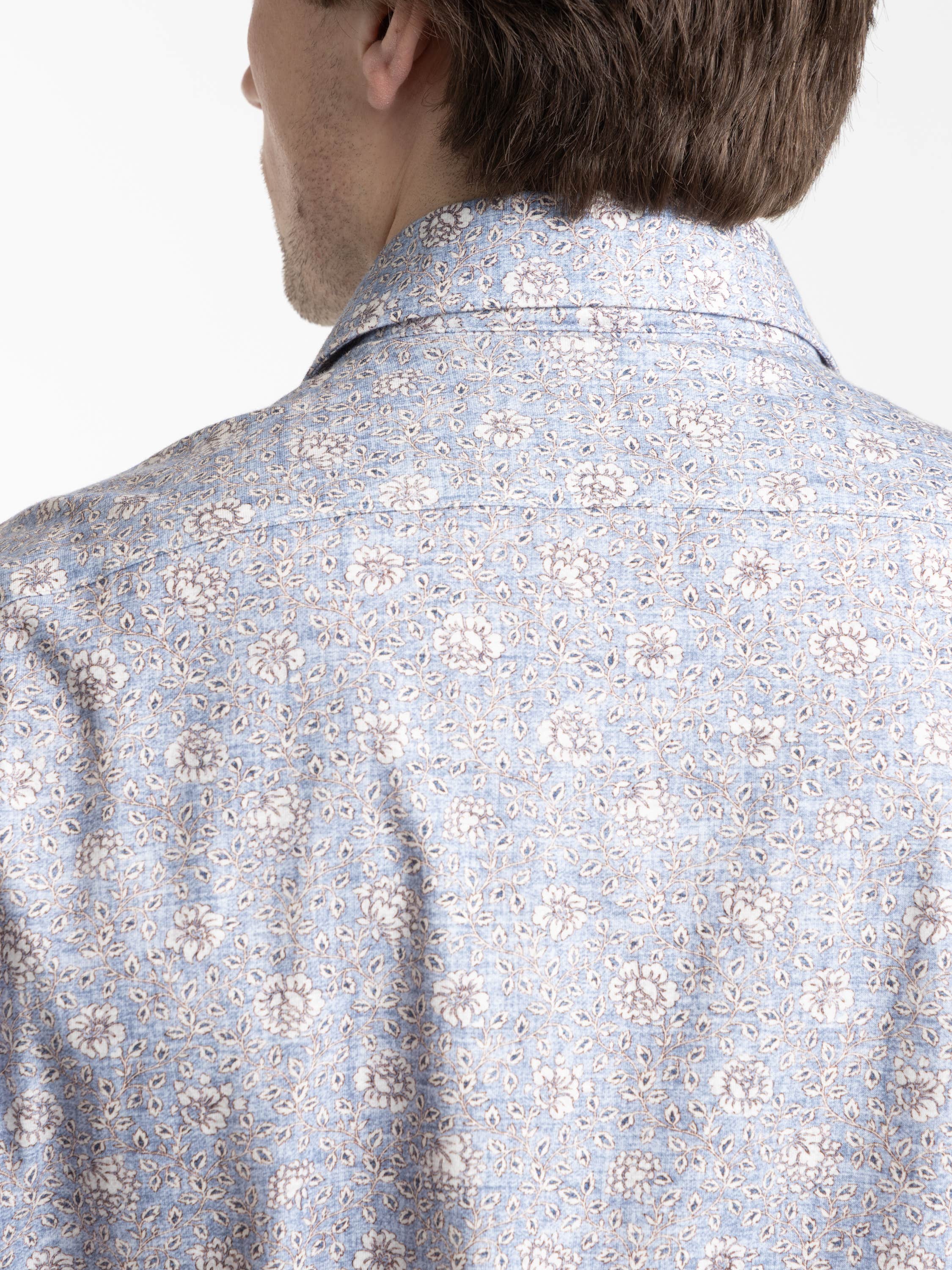 Blue Patterned Short Sleeve Shirt