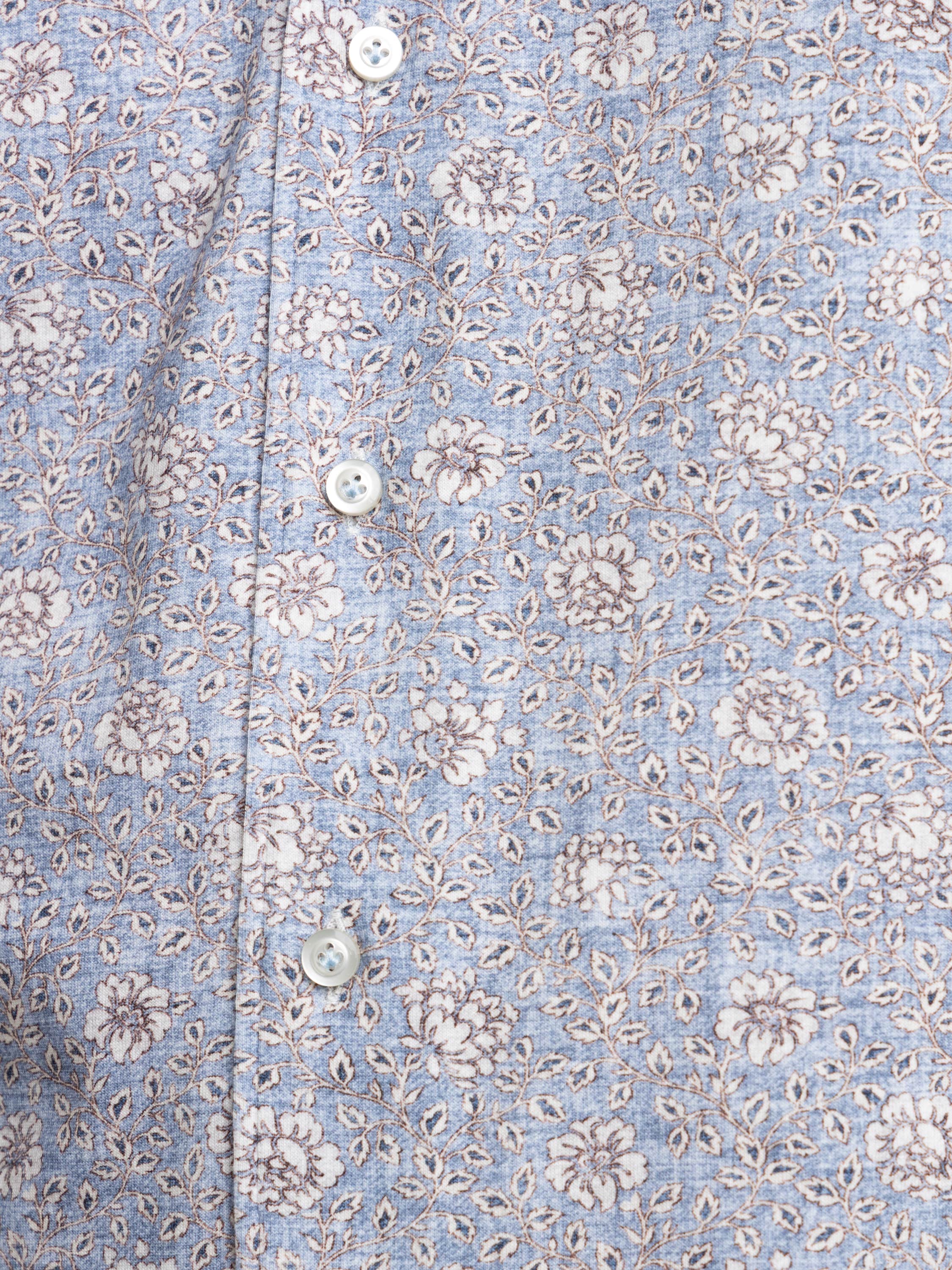 Blue Patterned Short Sleeve Shirt