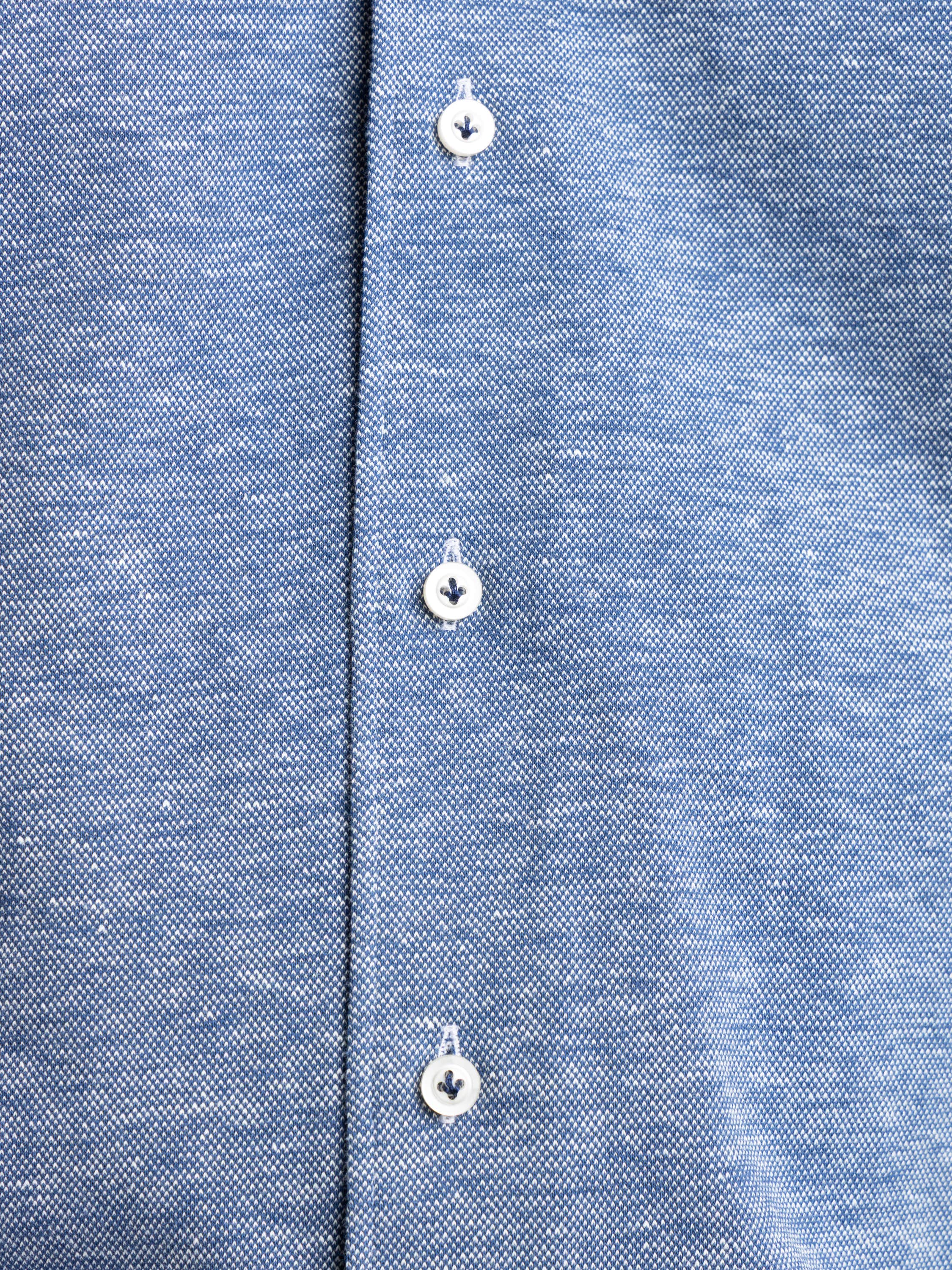 Blue Short Sleeve Jacquard Knit Full Button Shirt