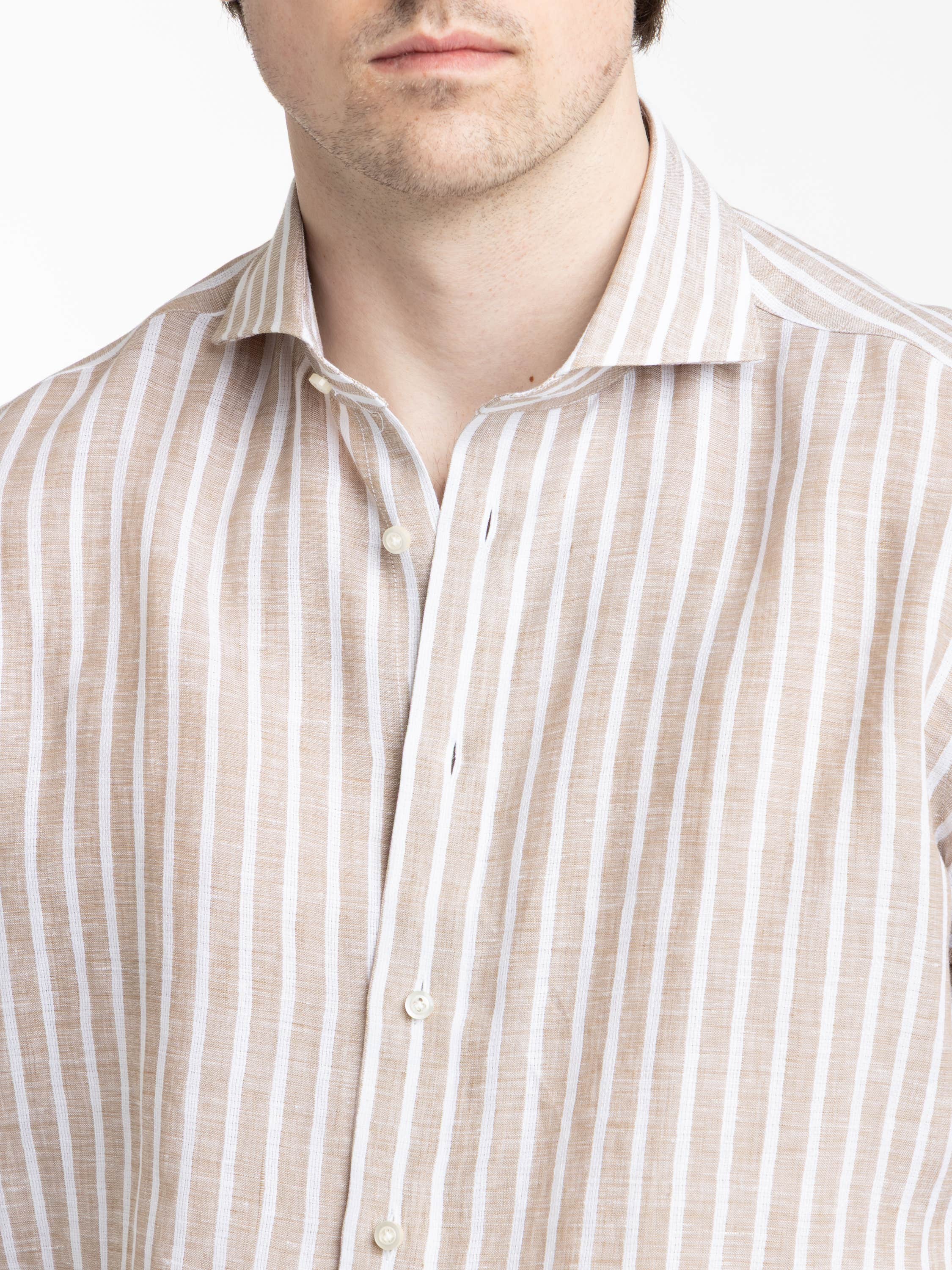 Brown Bold 4-Flex Striped Shirt