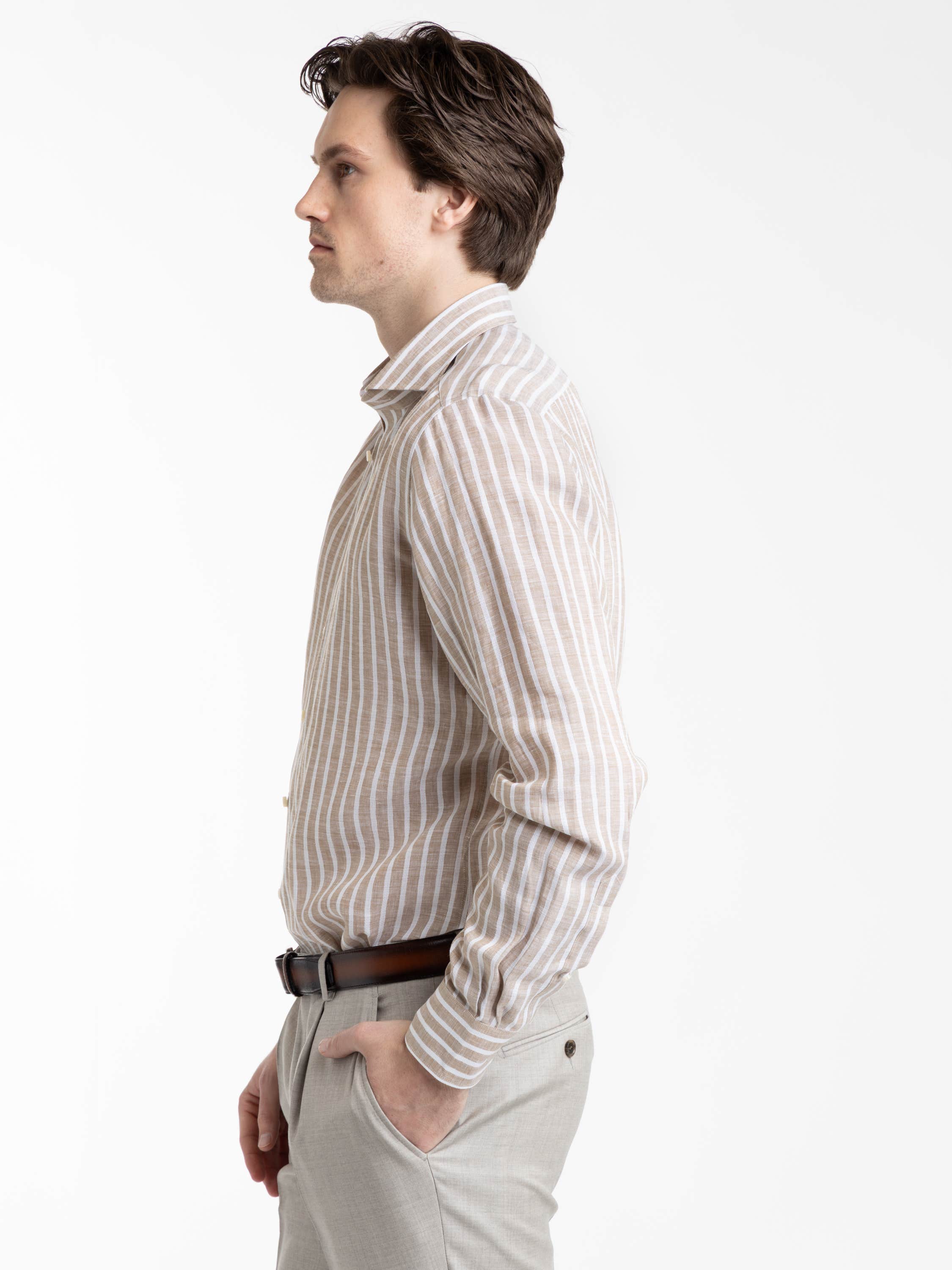 Brown Bold 4-Flex Striped Shirt