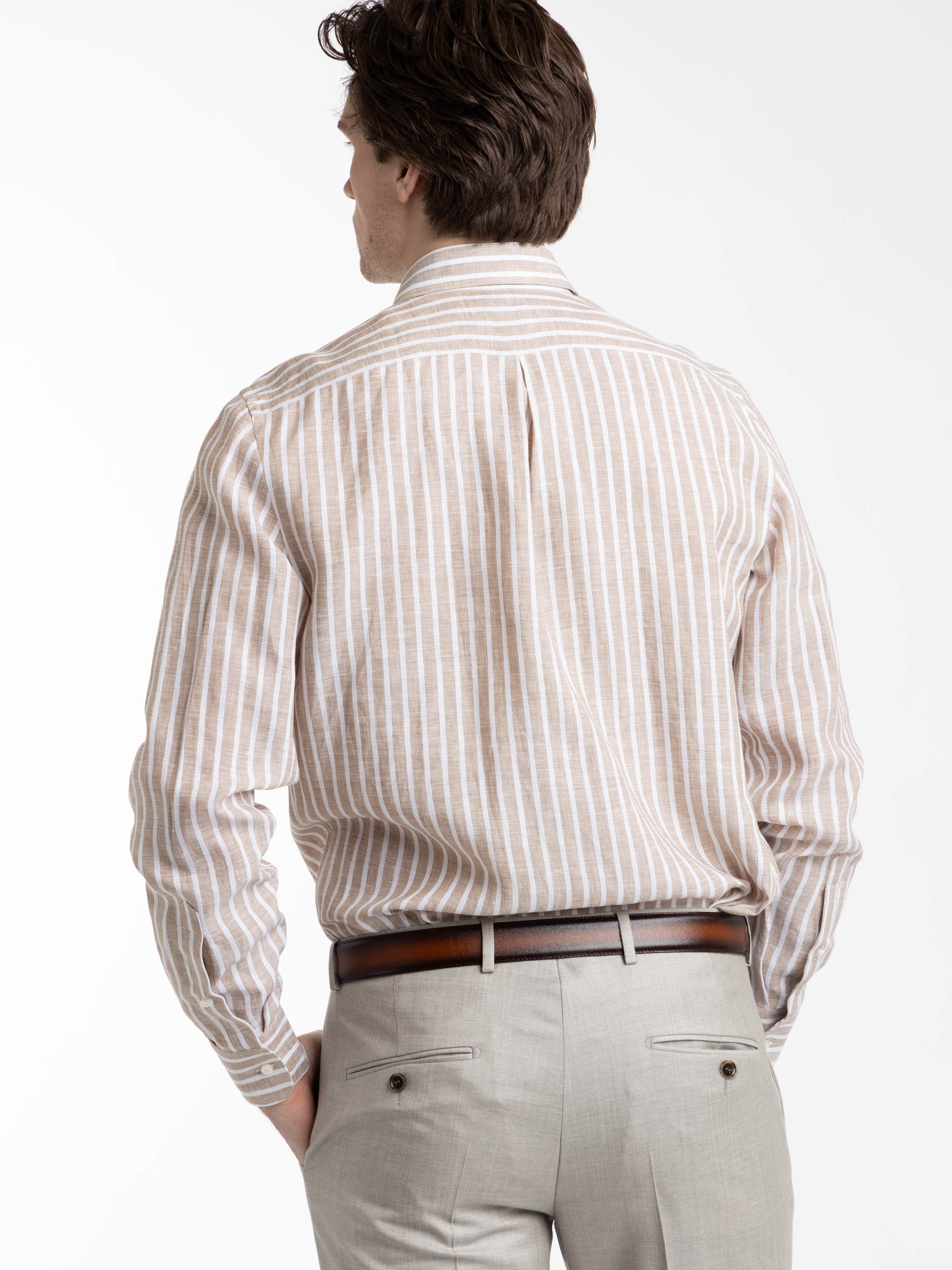 Brown Bold 4-Flex Striped Shirt