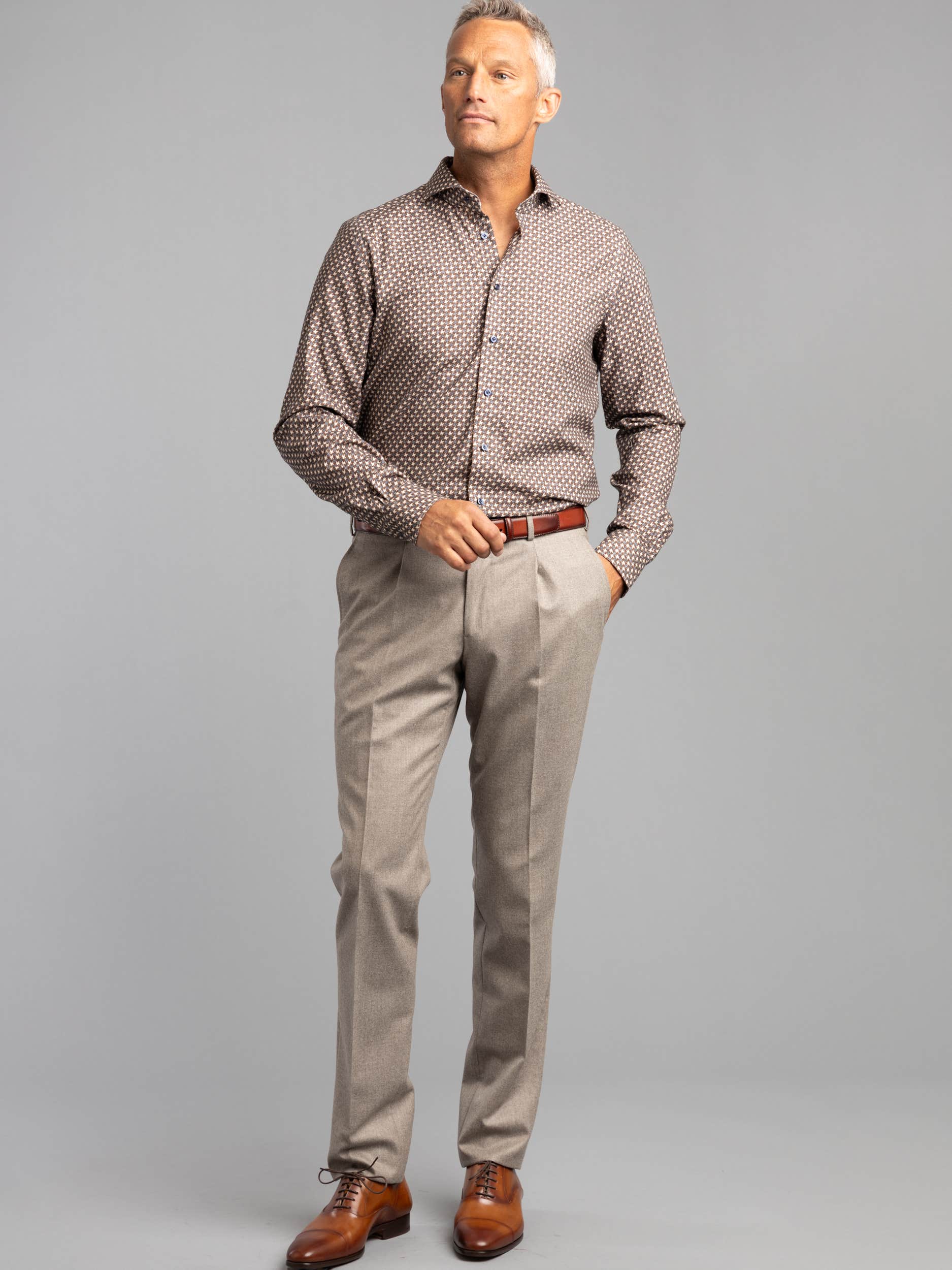 Brown Geometric Patterned Dress Shirt – The Helm Clothing