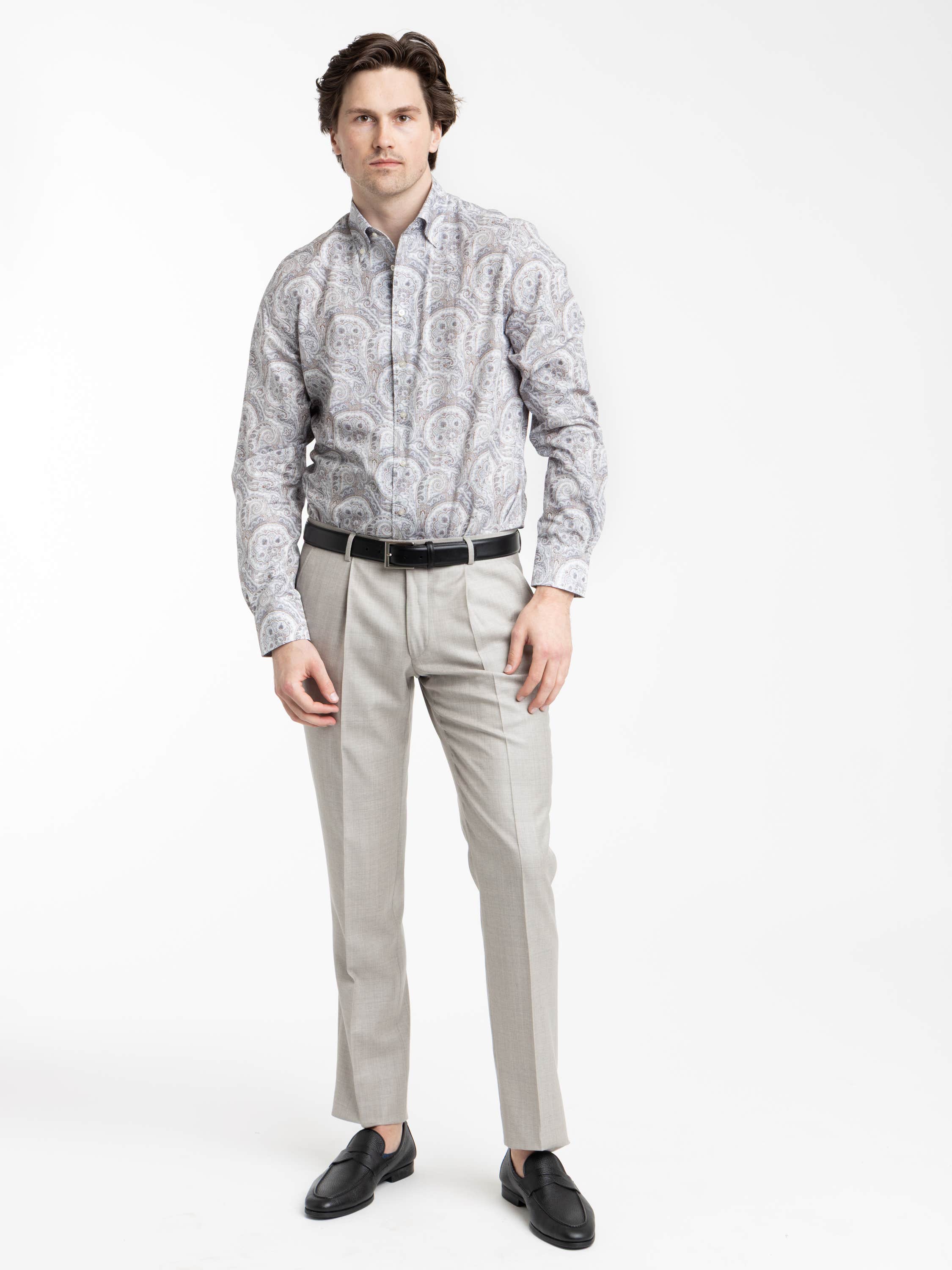 Brown Paisley Cotton Dress Shirt