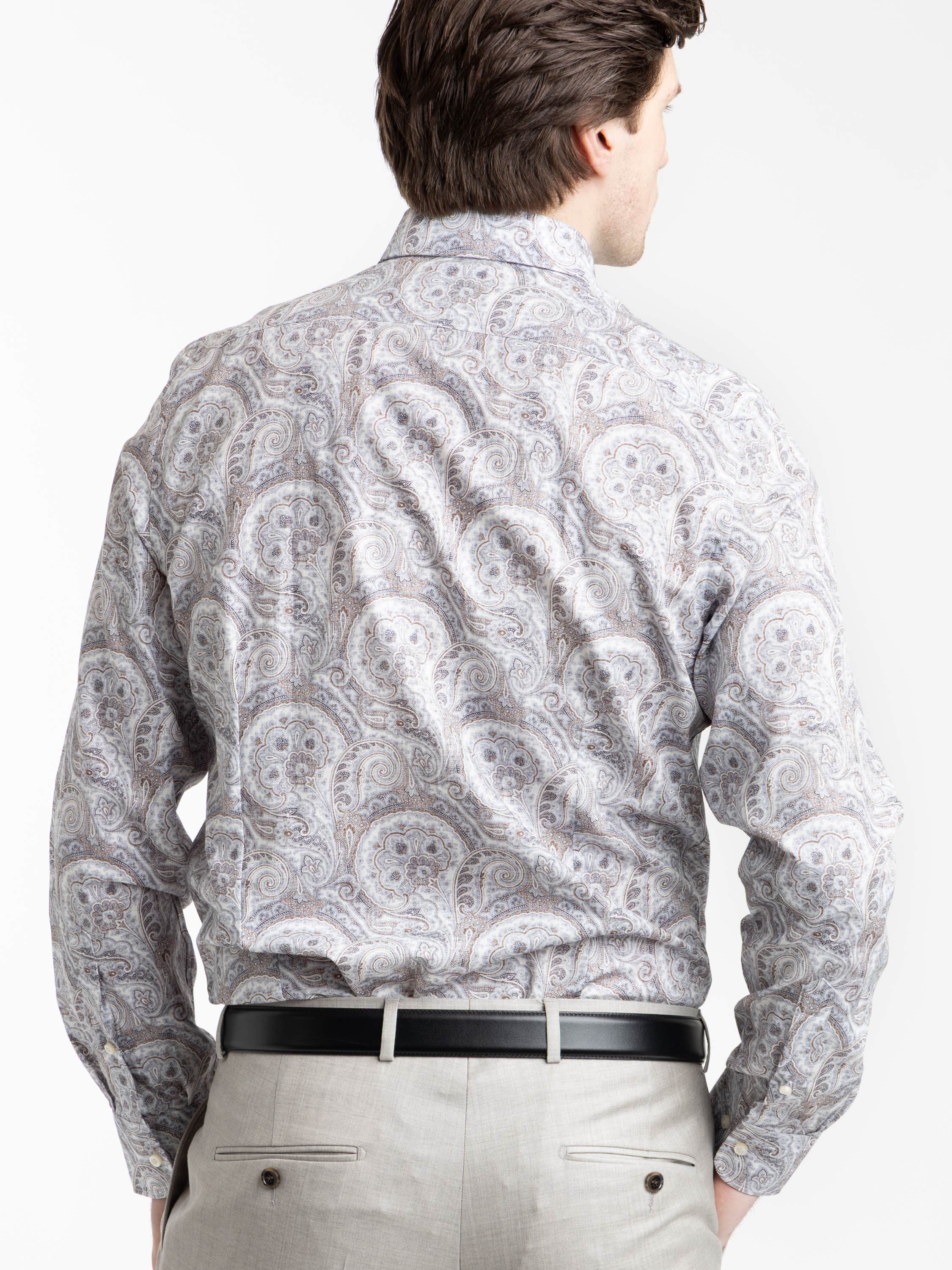 Brown Paisley Cotton Dress Shirt