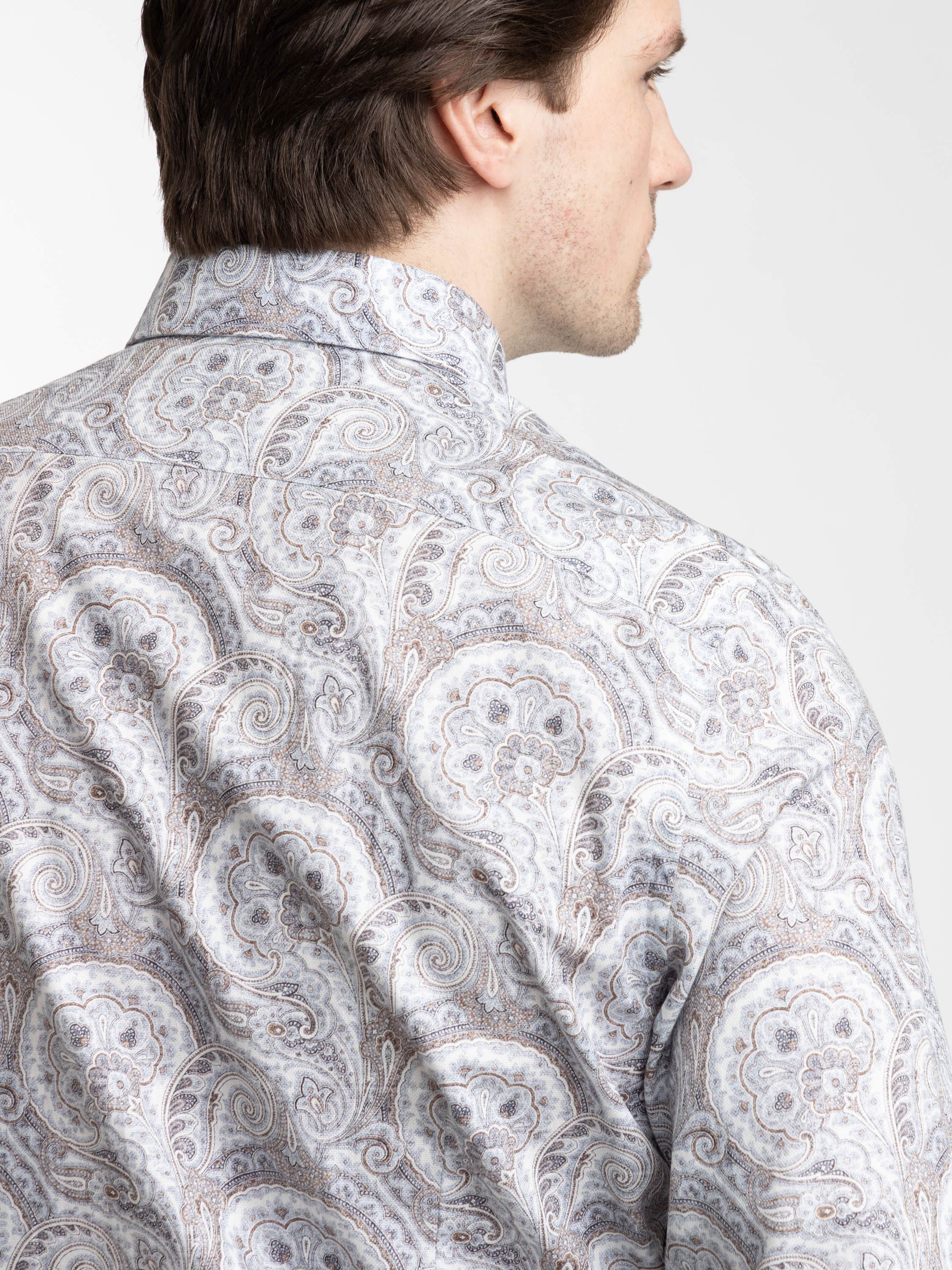 Brown Paisley Cotton Dress Shirt