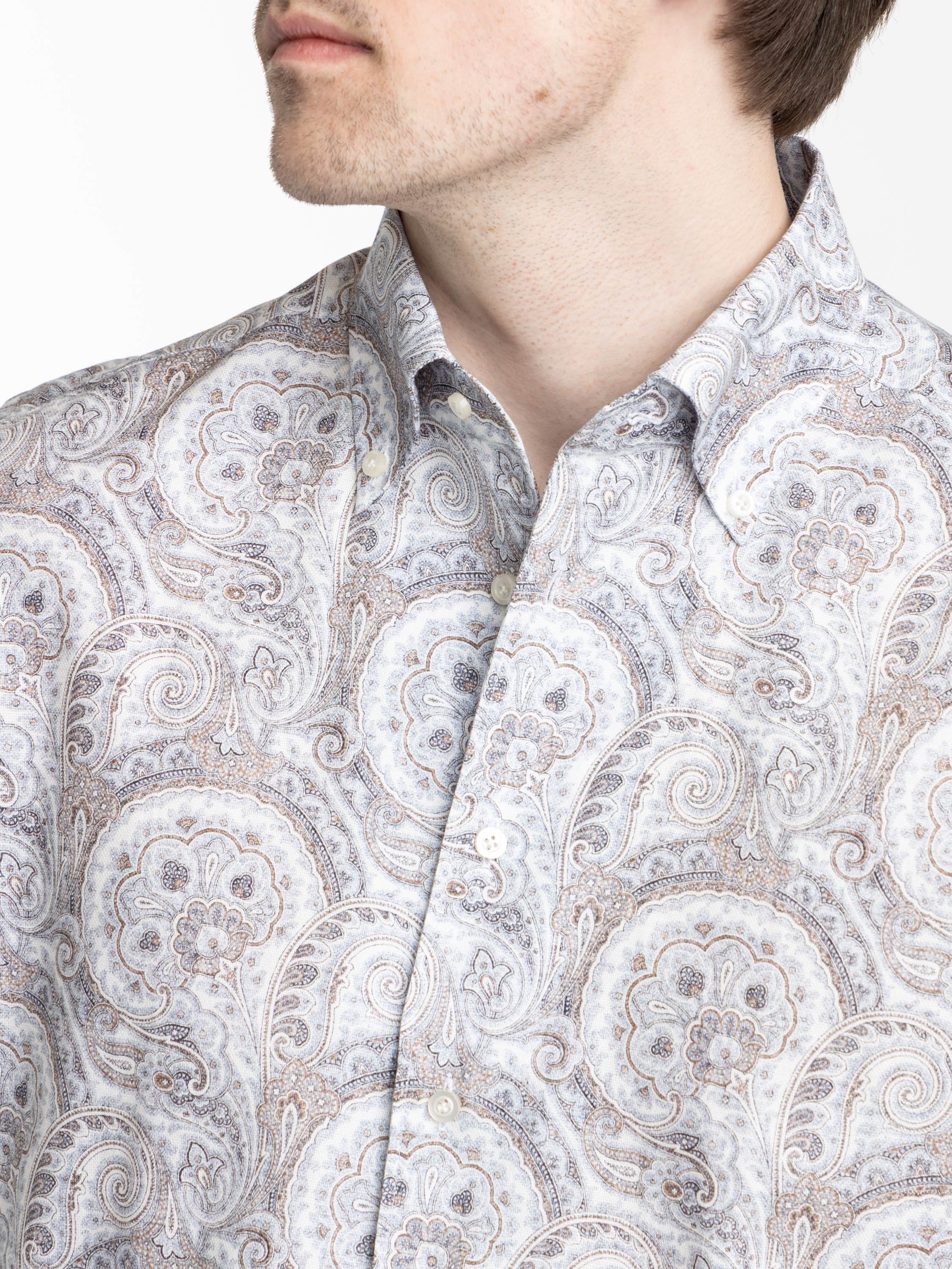Brown Paisley Cotton Dress Shirt