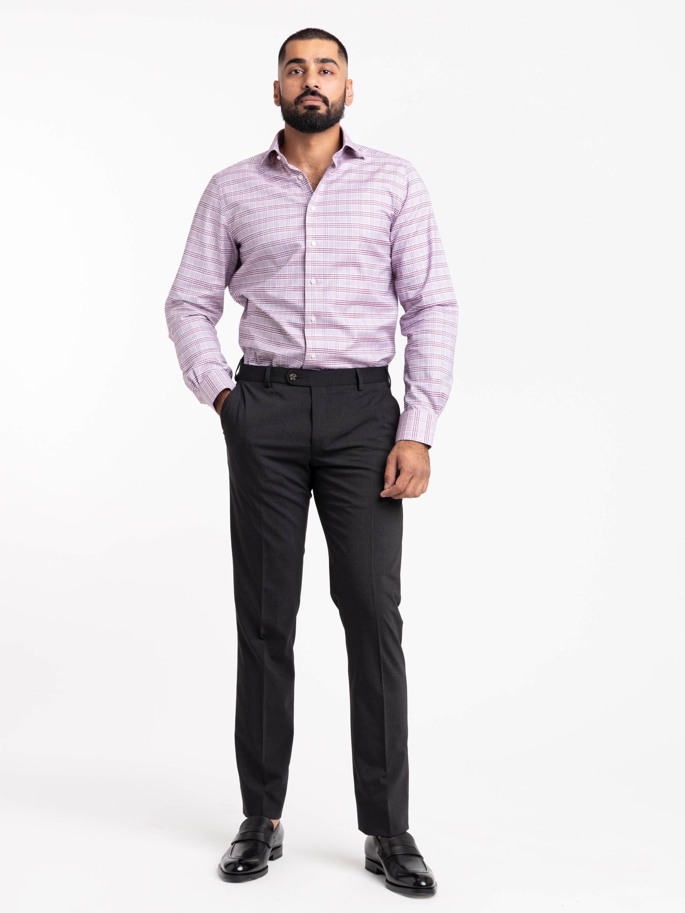 Burgundy Check Cotton Sport Shirt