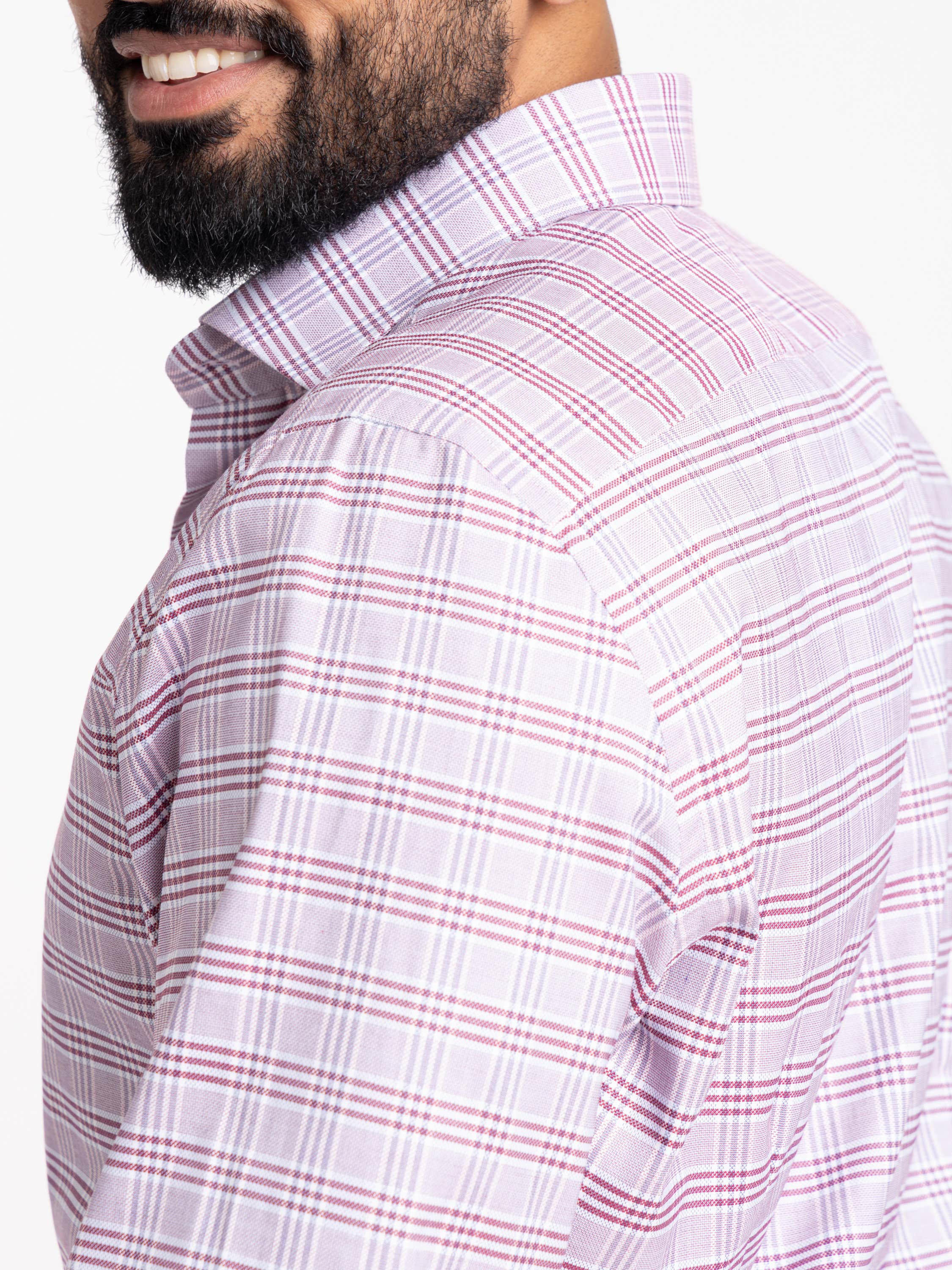 Burgundy Check Cotton Sport Shirt