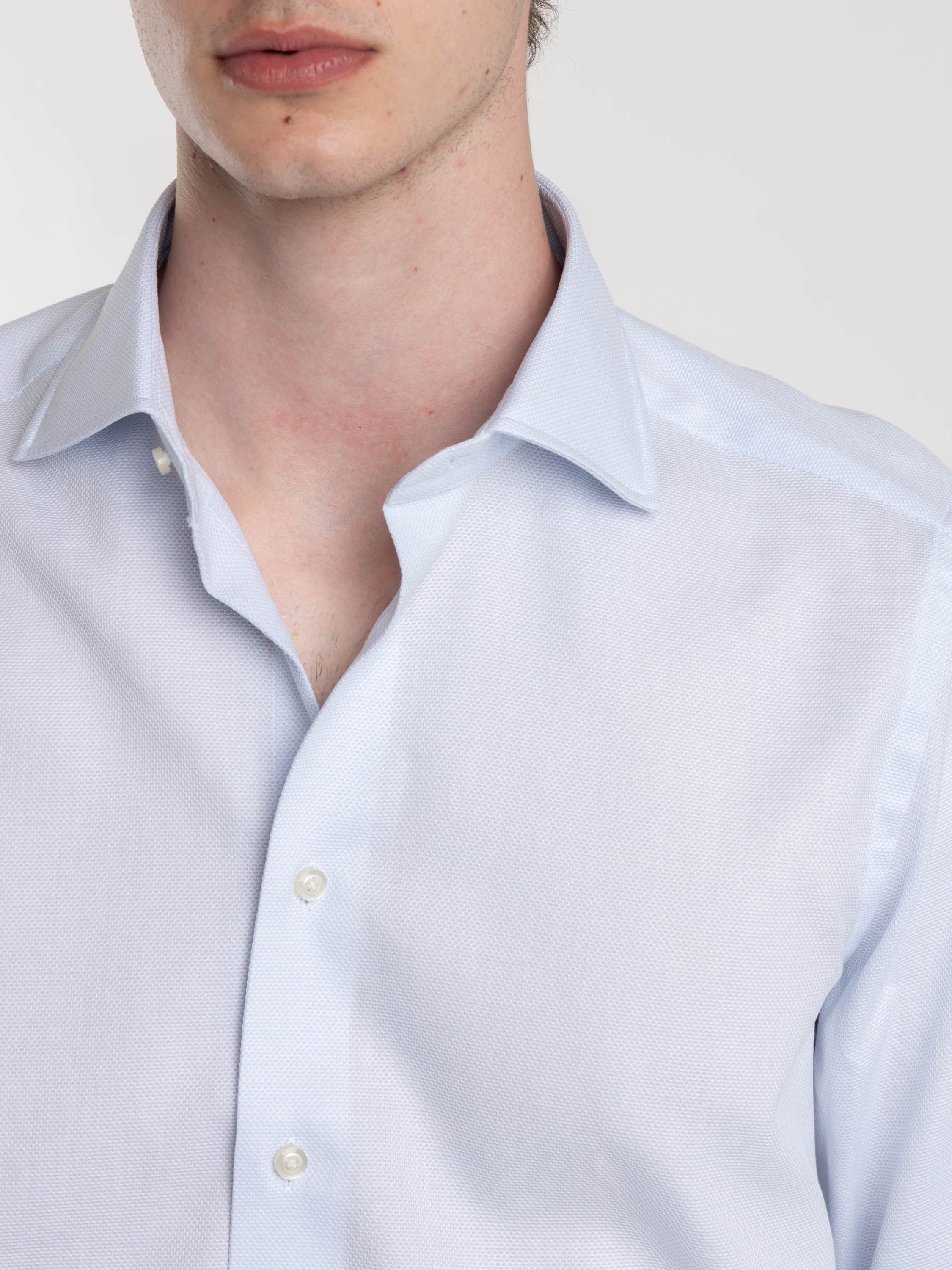 Light Blue Cotton Textured Dress Shirt