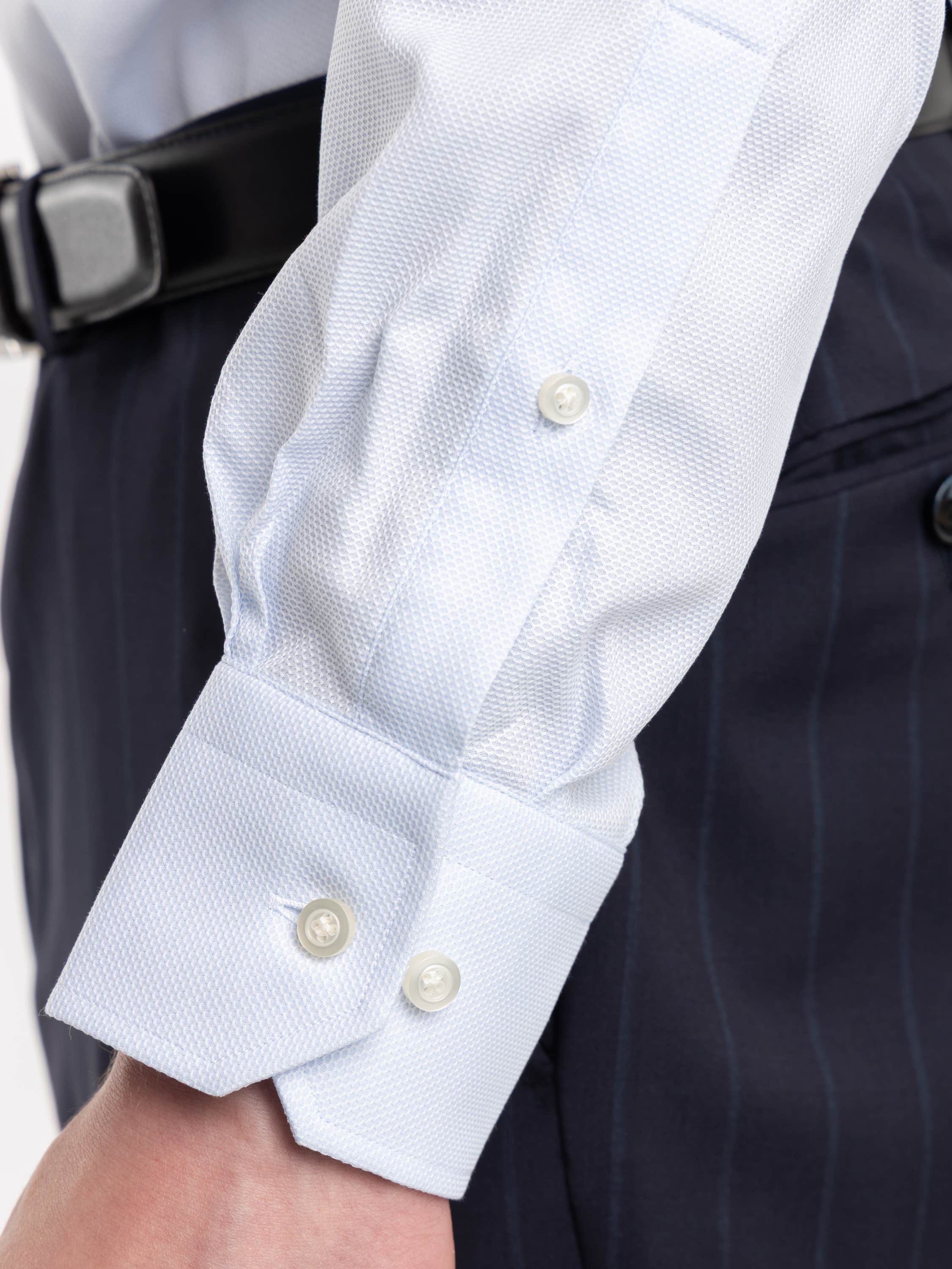 Light Blue Cotton Textured Dress Shirt
