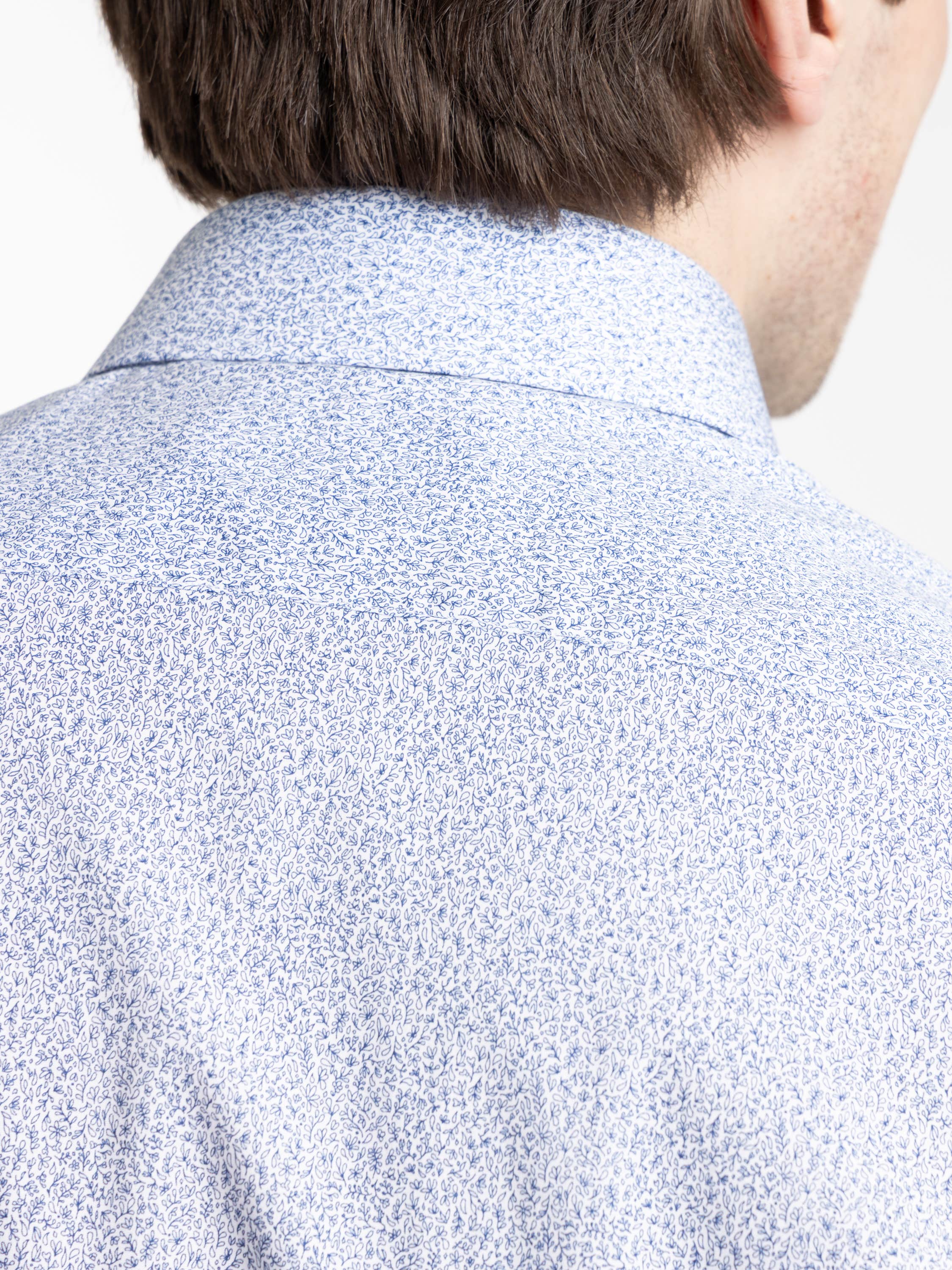 Light Blue Micro-Pattern Stretch Cotton Shirt